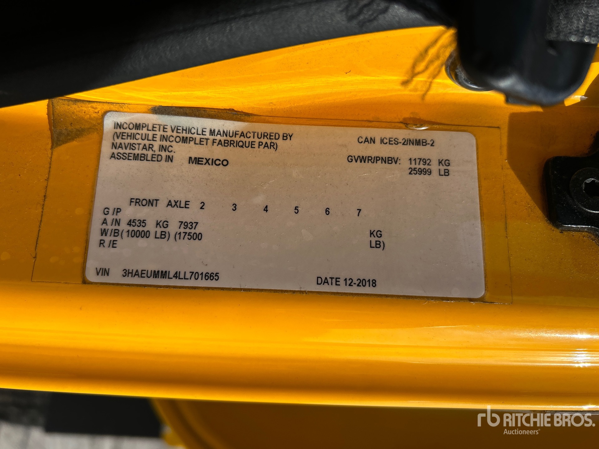 General Appearance with Serial Number / VIN