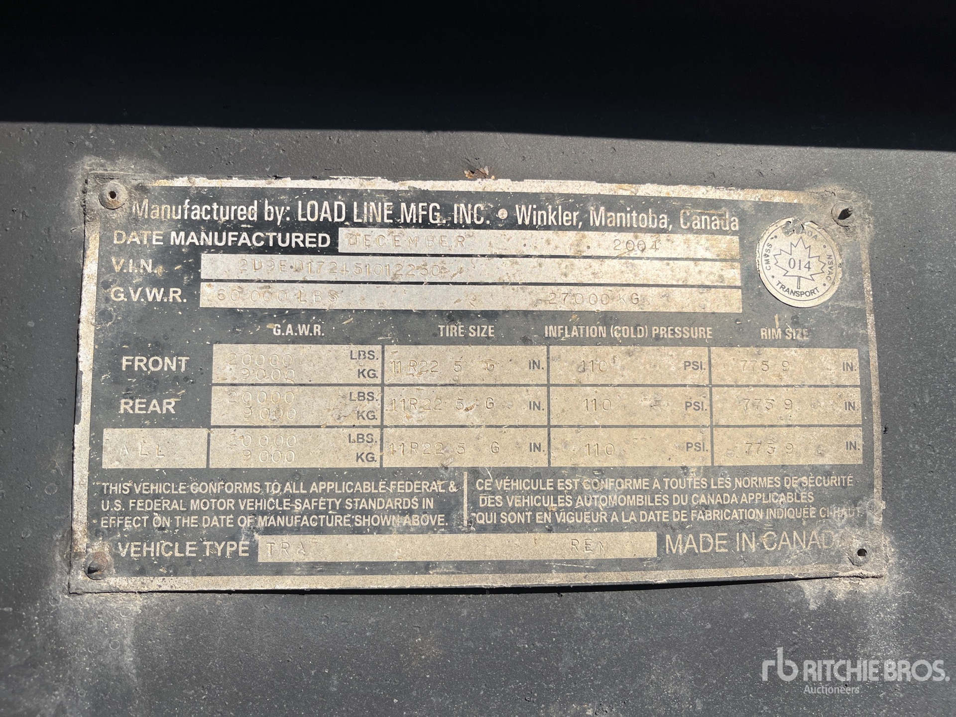 General Appearance with Serial Number / VIN