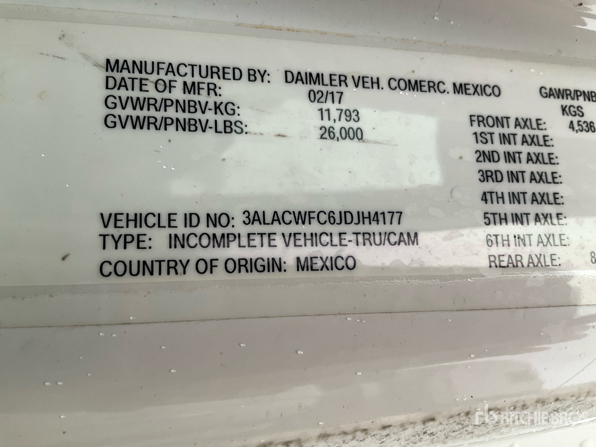 General Appearance with Serial Number / VIN