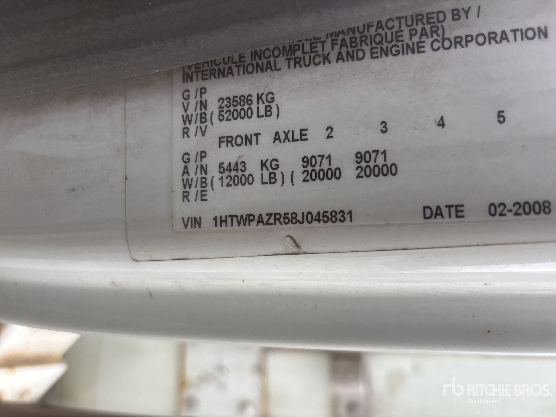 General Appearance with Serial Number / VIN
