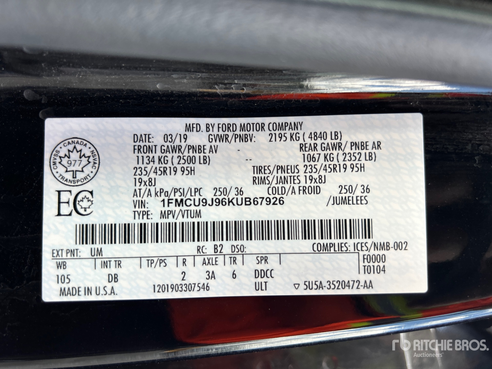 General Appearance with Serial Number / VIN