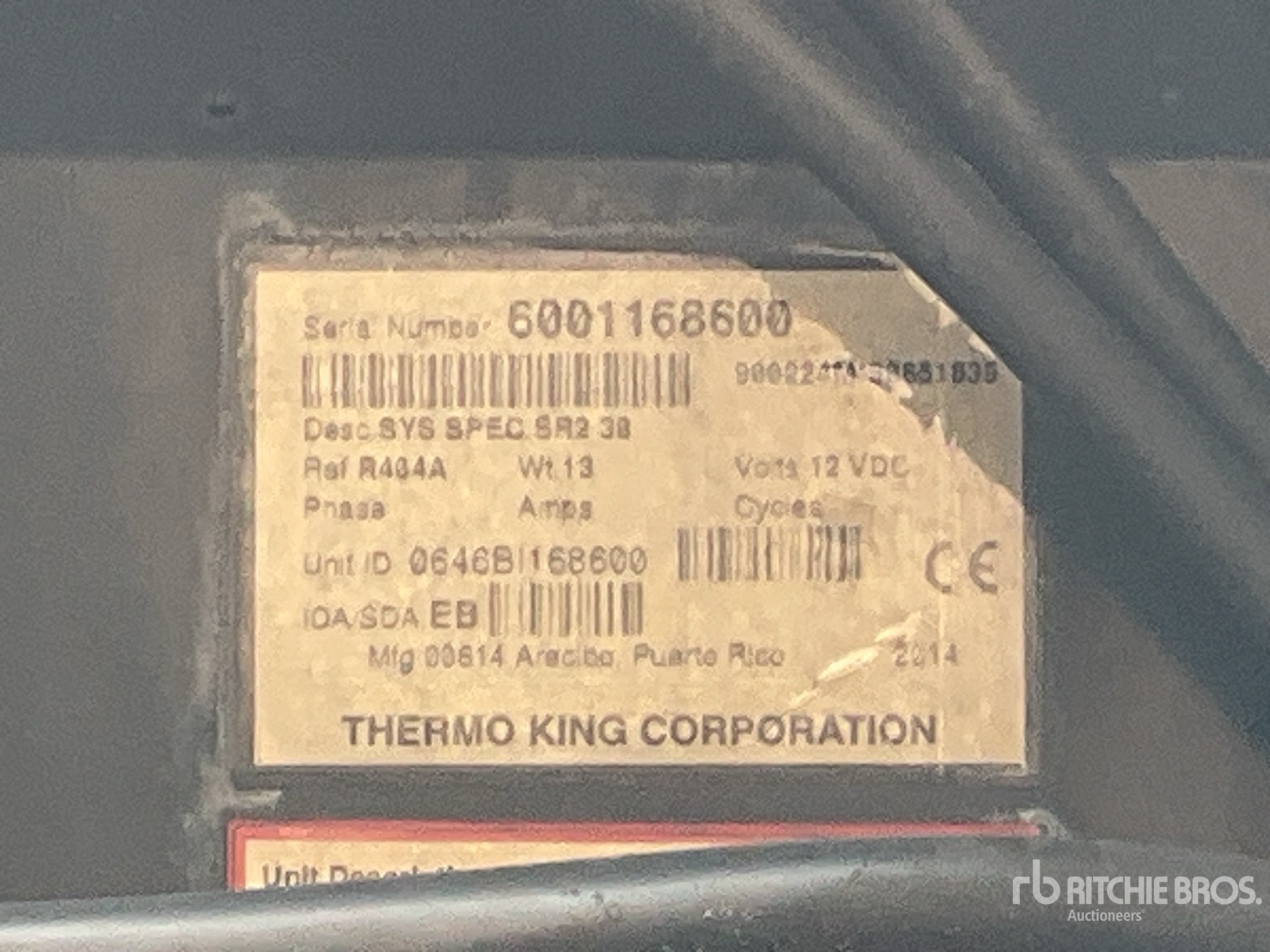 General Appearance with Refrigeration Unit Serial Number