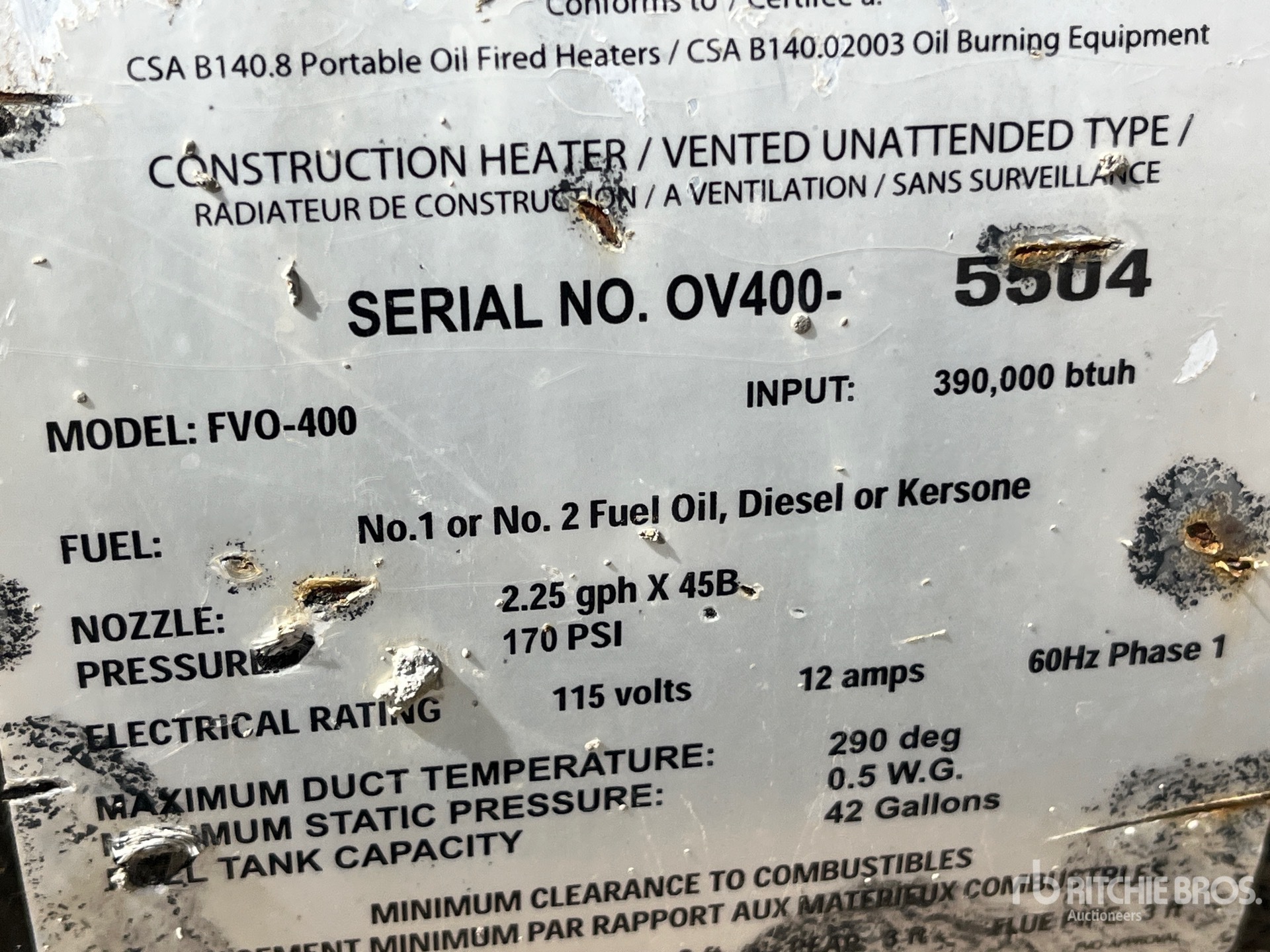 General Appearance with Serial Number / VIN