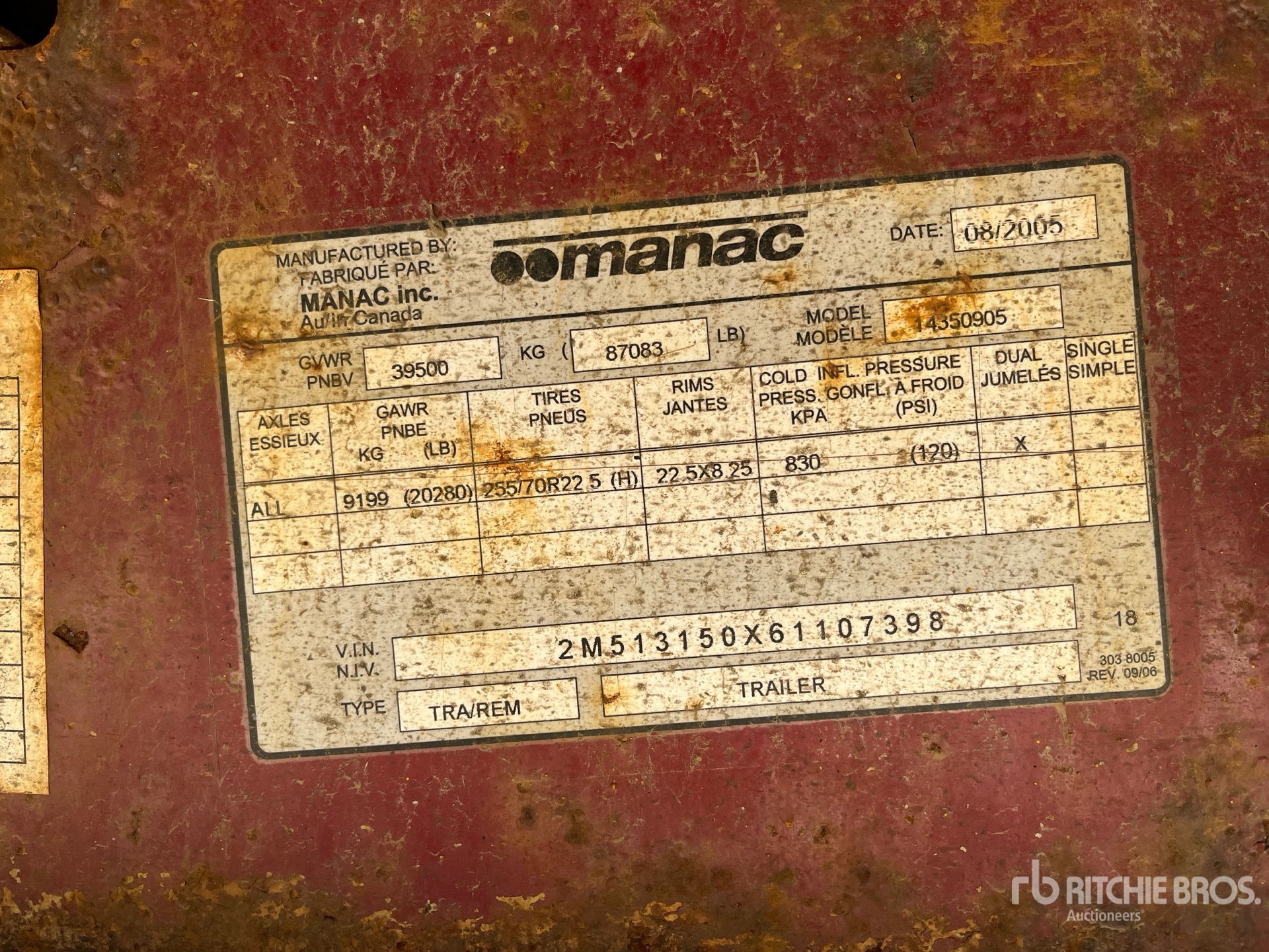 General Appearance with Serial Number / VIN