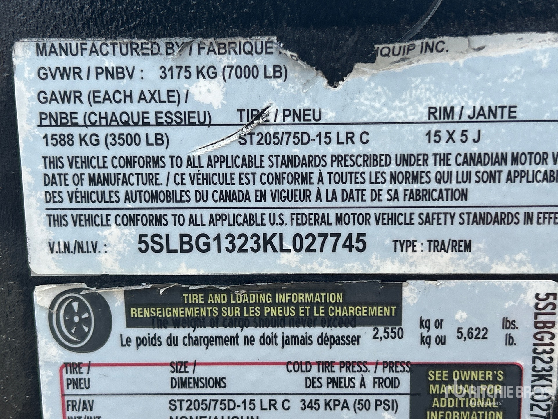 General Appearance with Serial Number / VIN