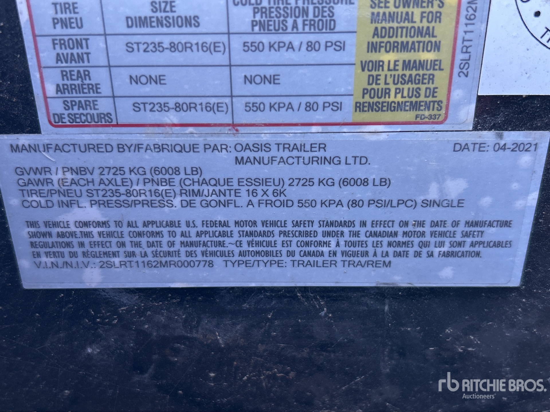 General Appearance with Serial Number / VIN