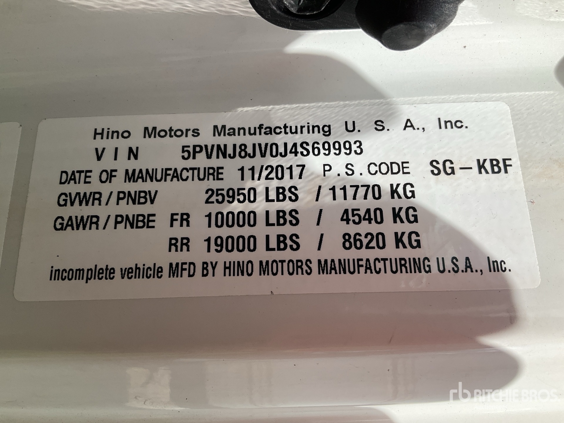 General Appearance with Serial Number / VIN
