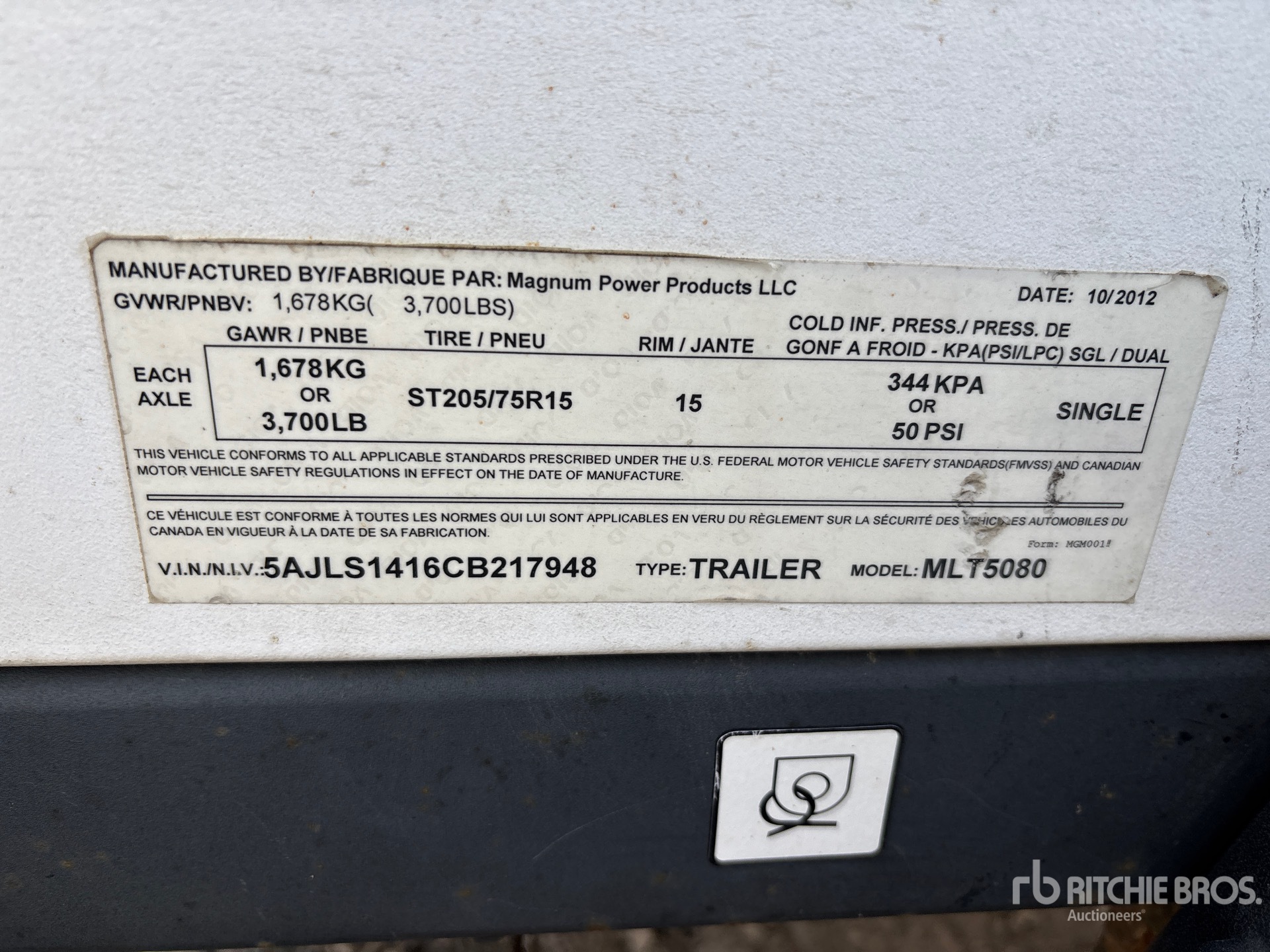 General Appearance with Serial Number / VIN