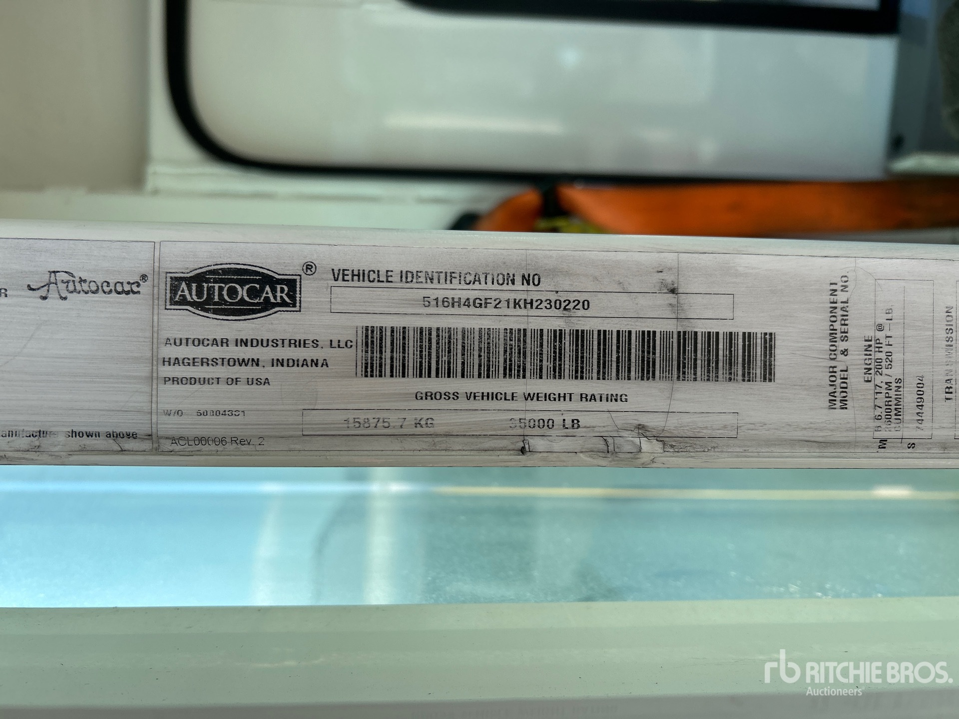 General Appearance with Serial Number / VIN