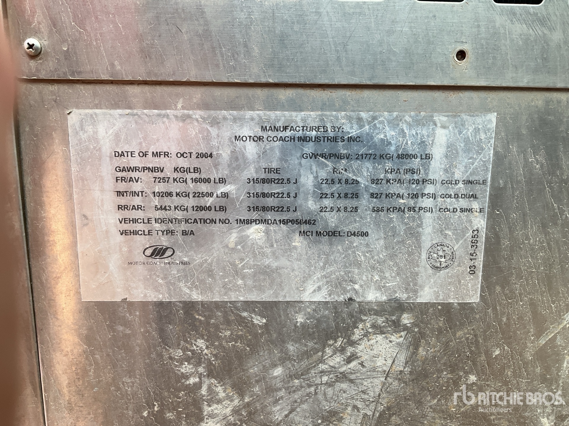 General Appearance with Serial Number / VIN