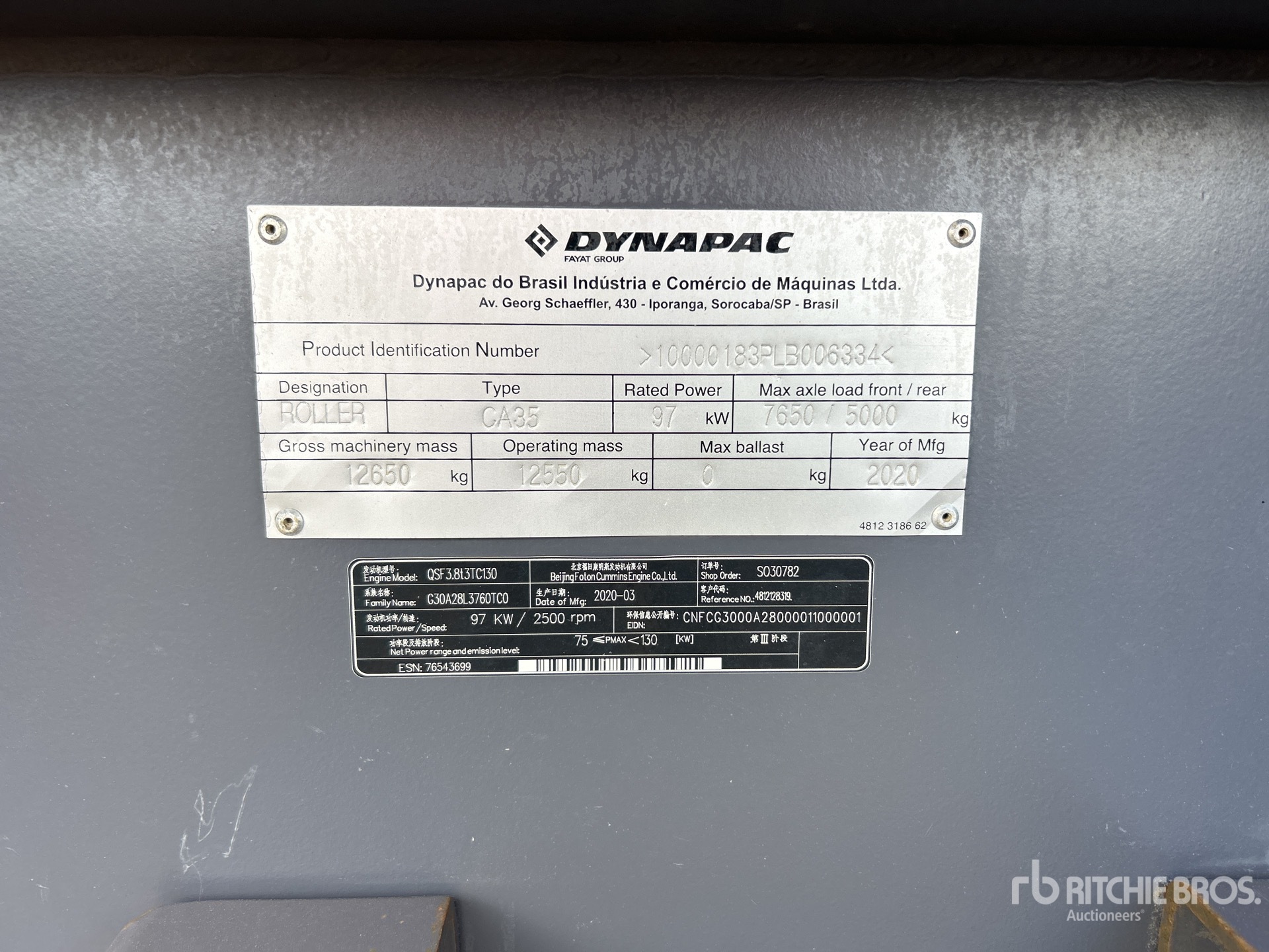 General Appearance with Serial Number / VIN
