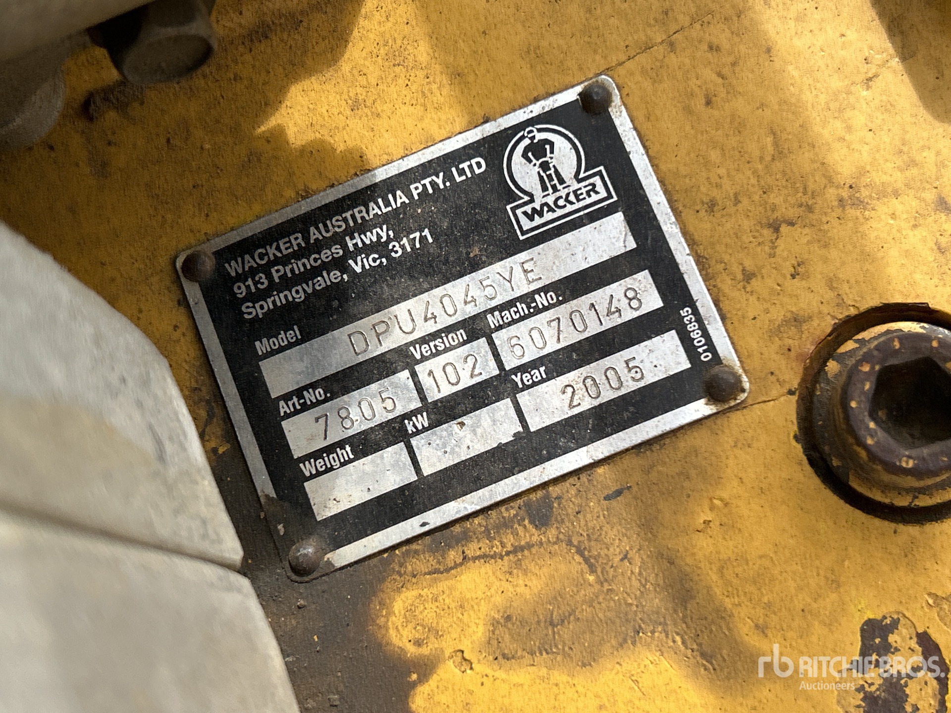General Appearance with Serial Number / VIN
