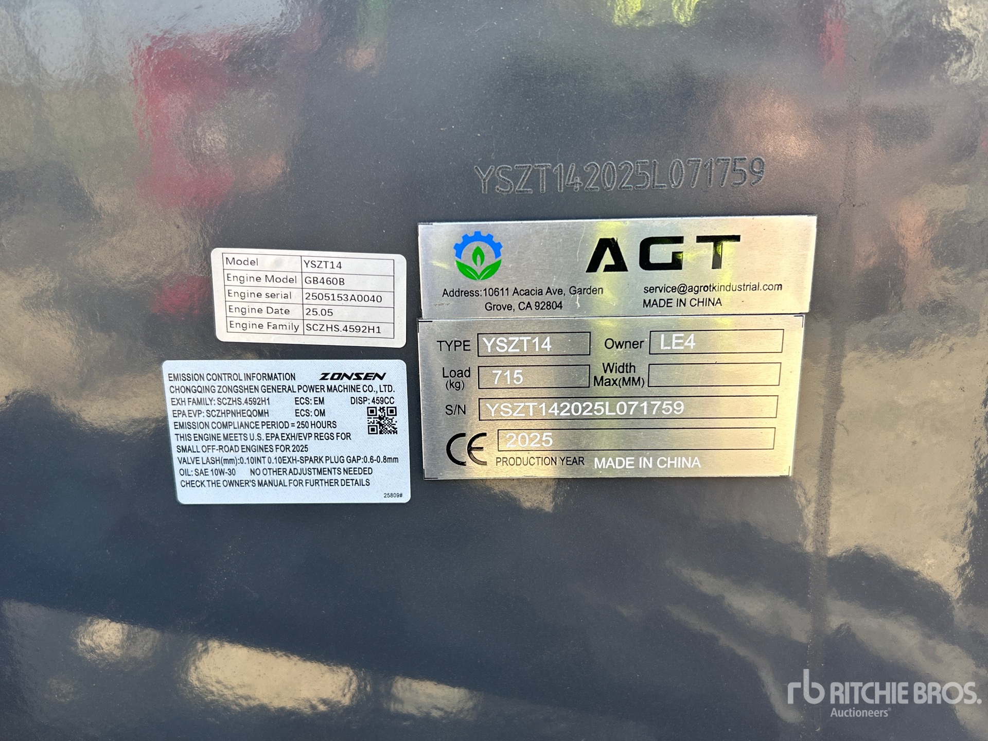 General Appearance with Serial Number / VIN