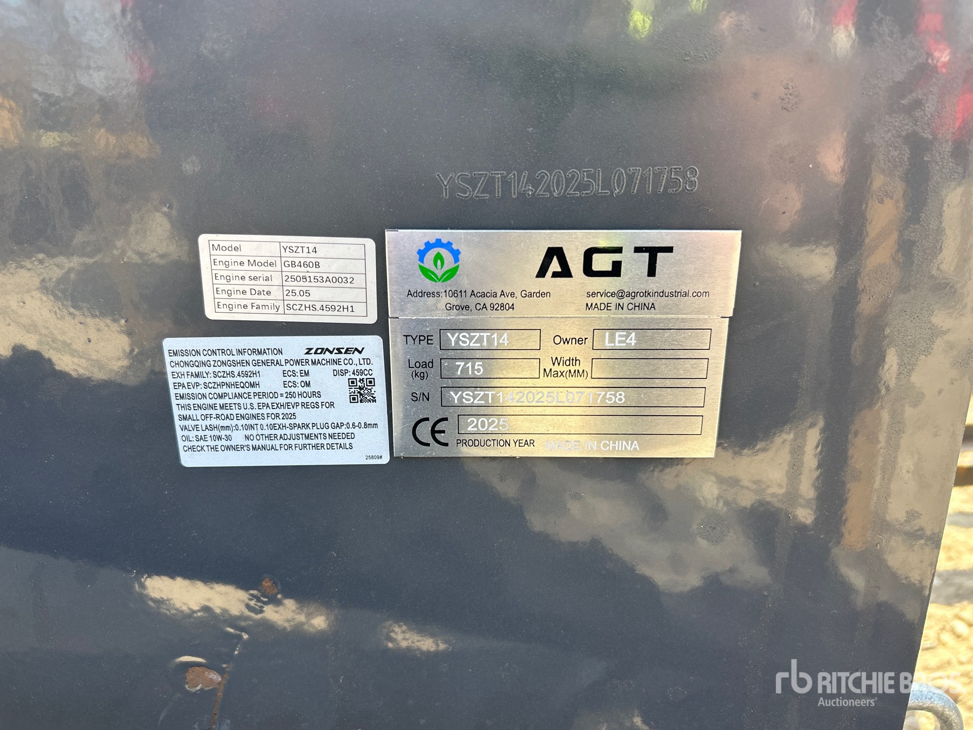 General Appearance with Serial Number / VIN