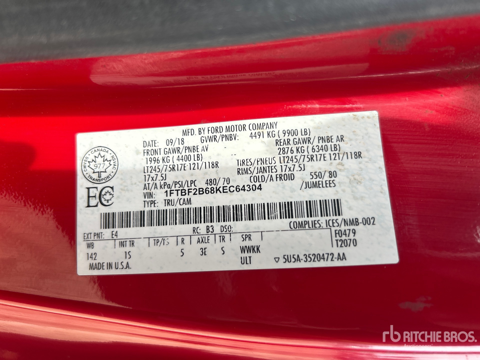 General Appearance with Serial Number / VIN