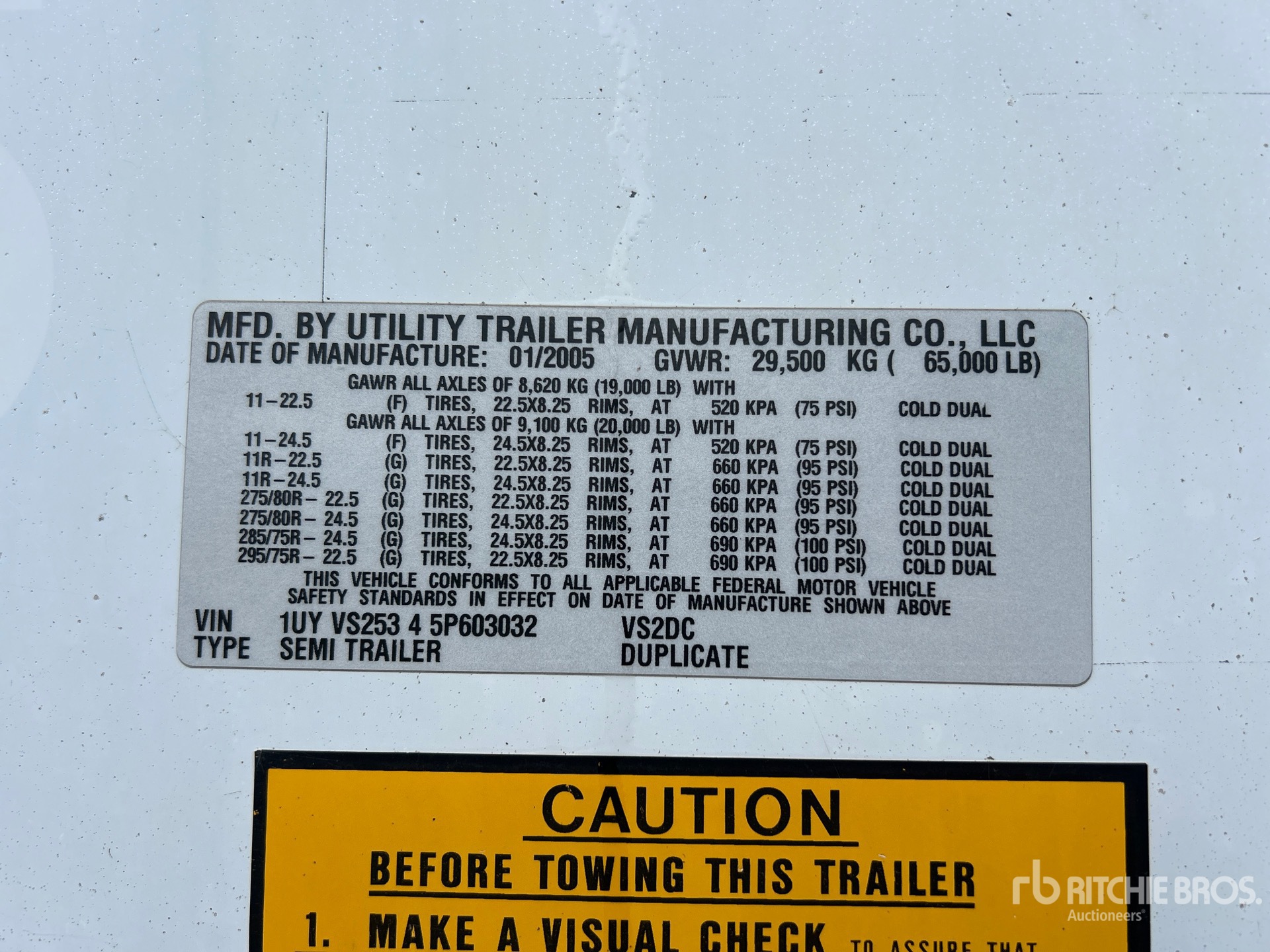 General Appearance with Serial Number / VIN