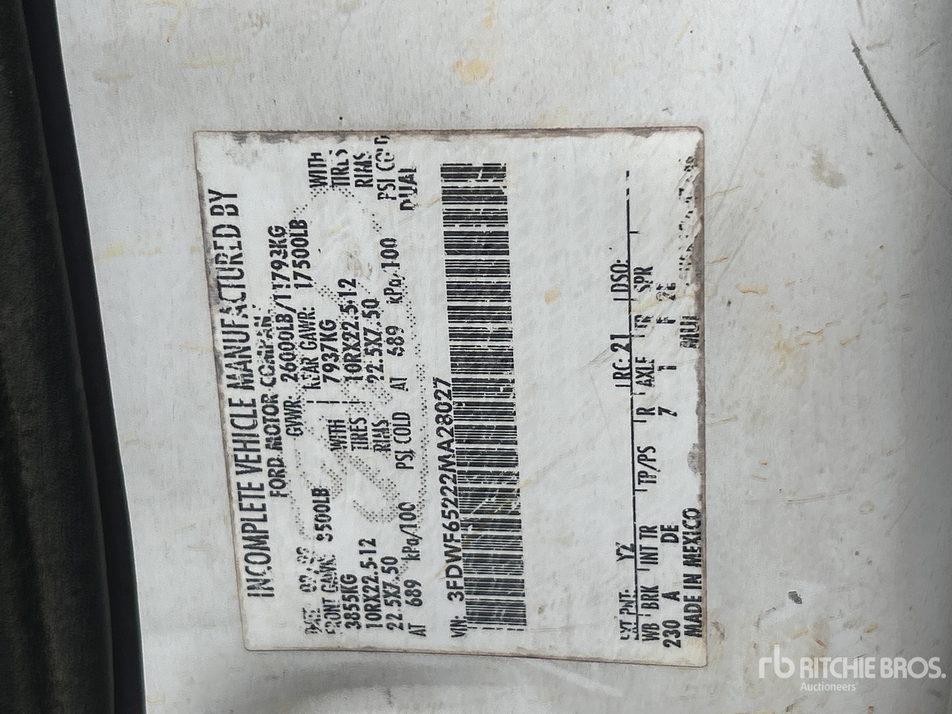 General Appearance with Serial Number / VIN