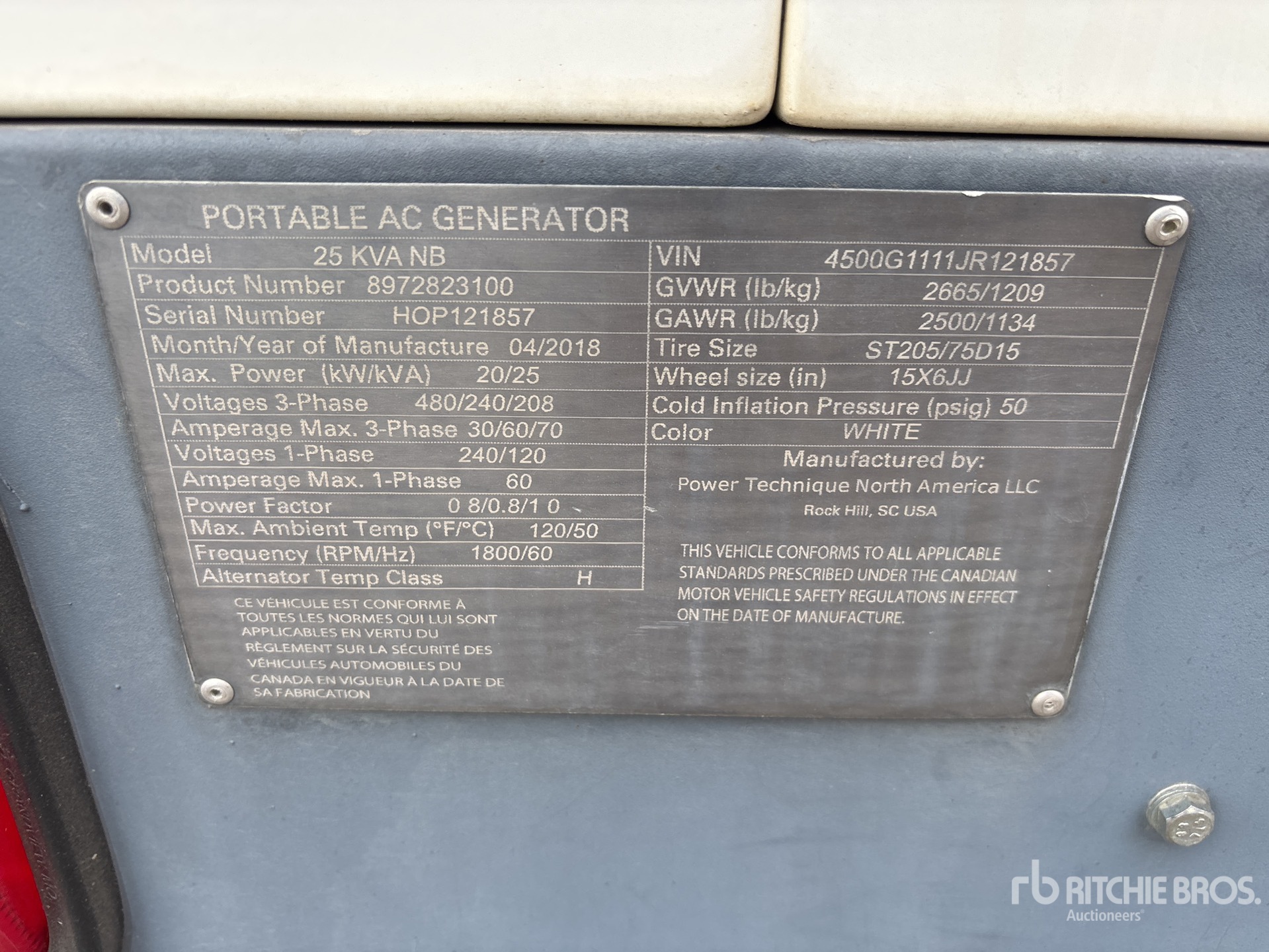 General Appearance with Serial Number / VIN