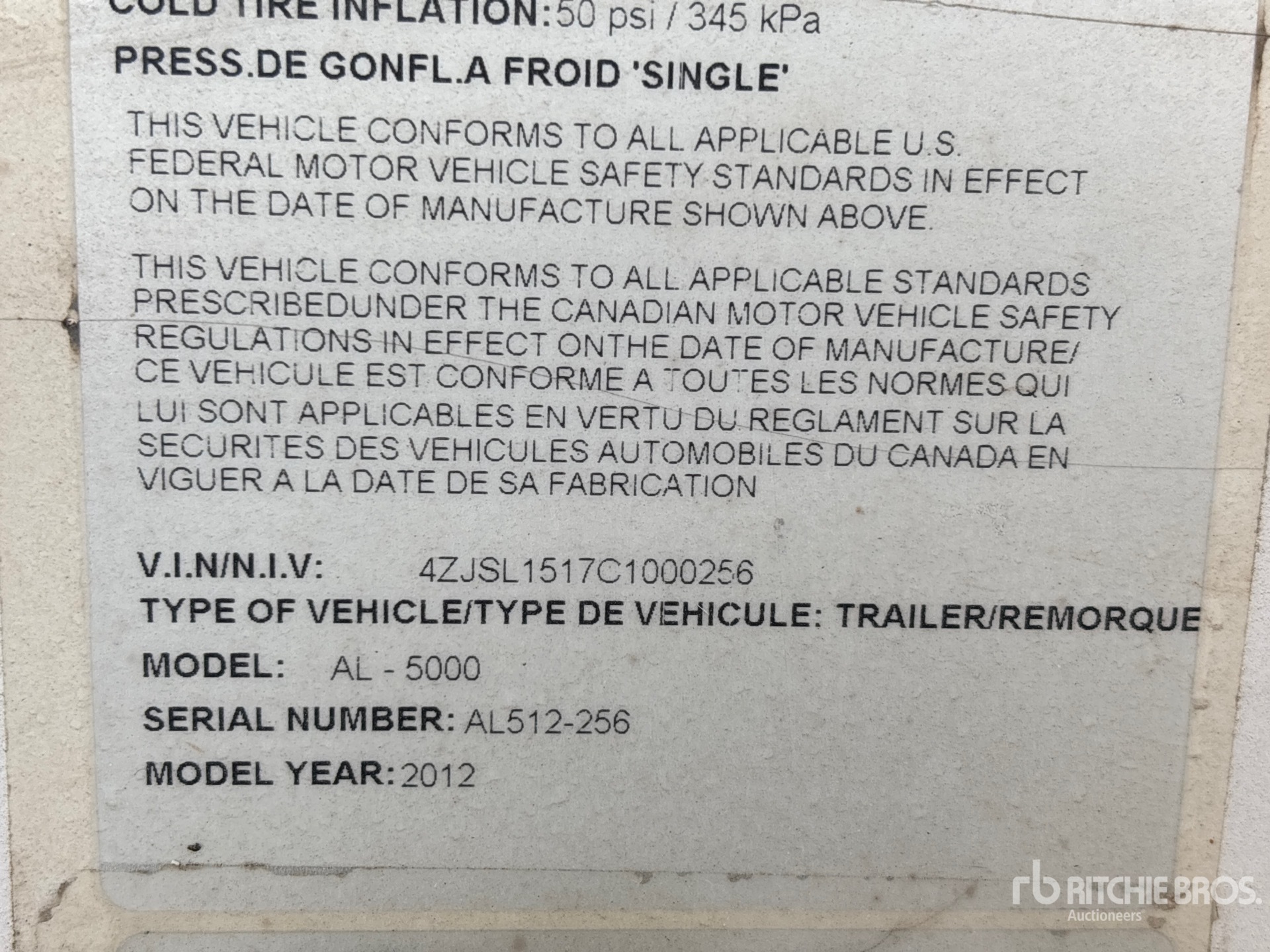 General Appearance with Serial Number / VIN