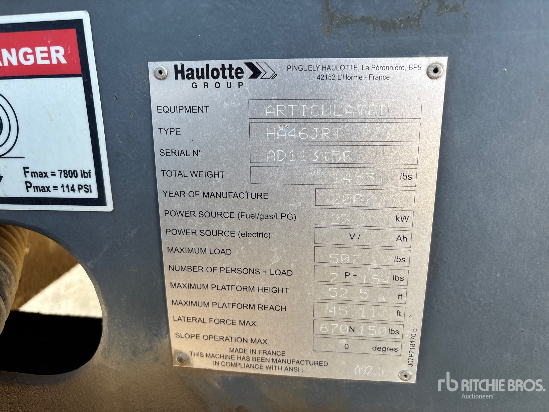 General Appearance with Serial Number / VIN