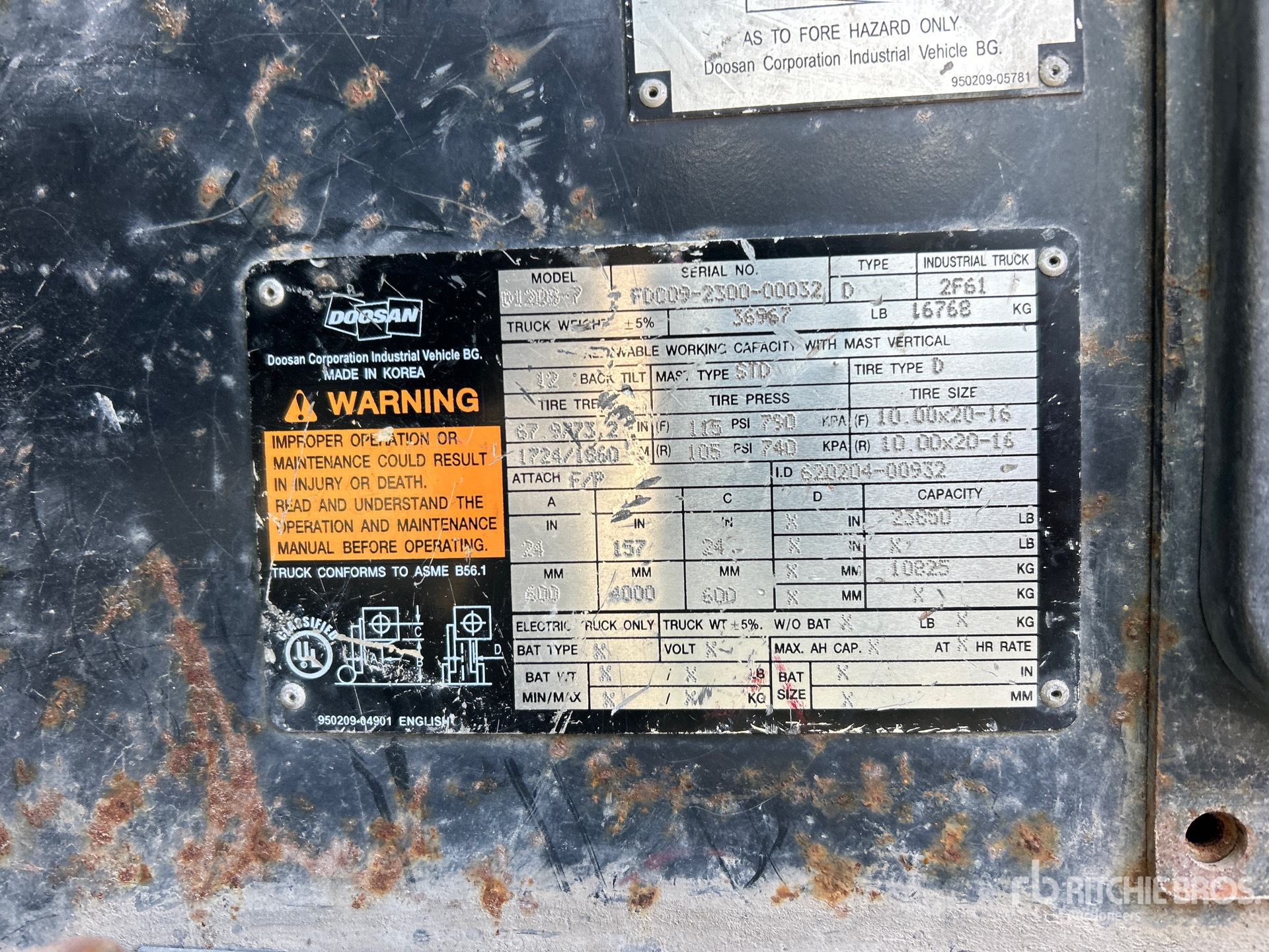 General Appearance with Serial Number / VIN