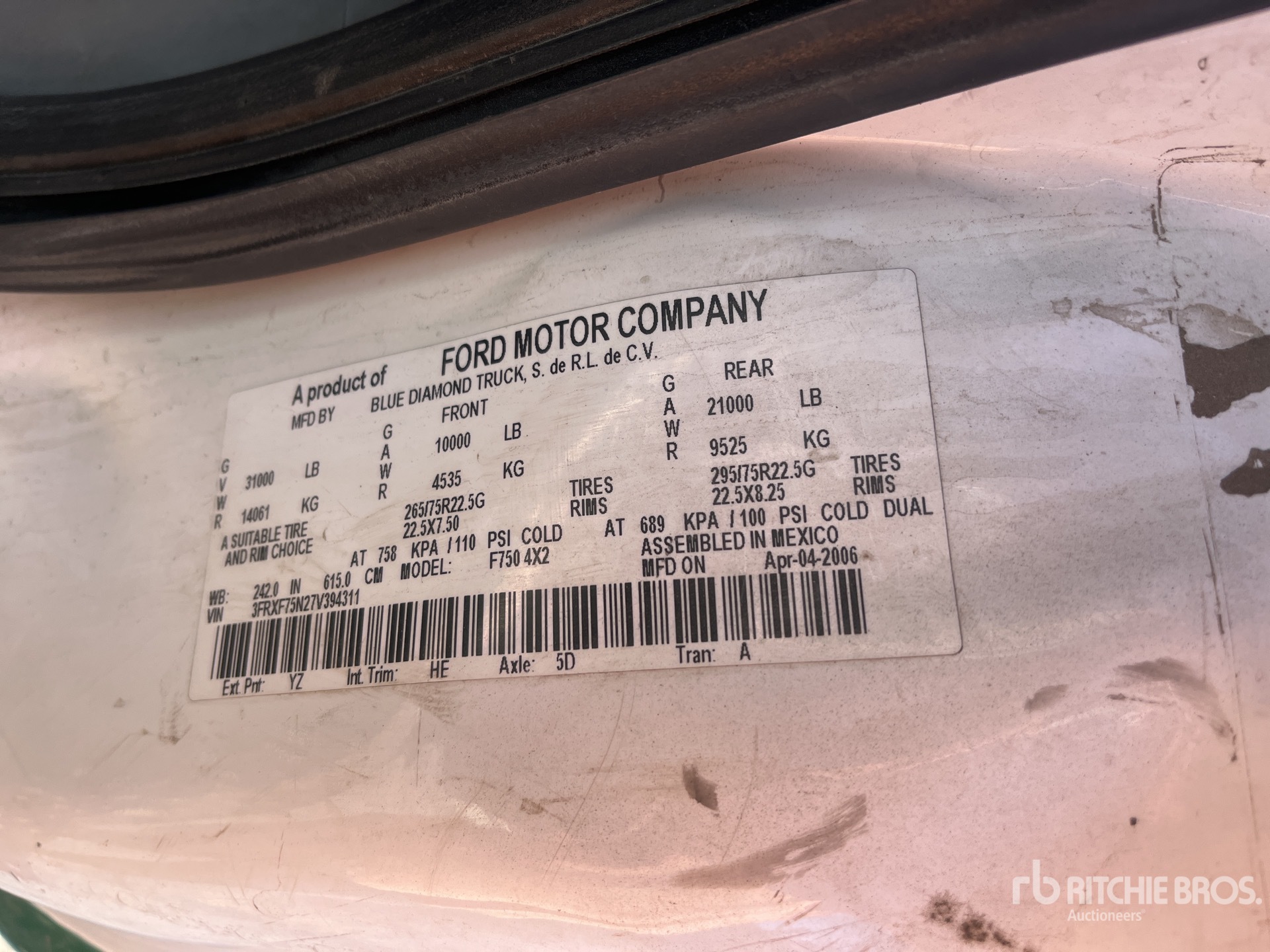 General Appearance with Serial Number / VIN