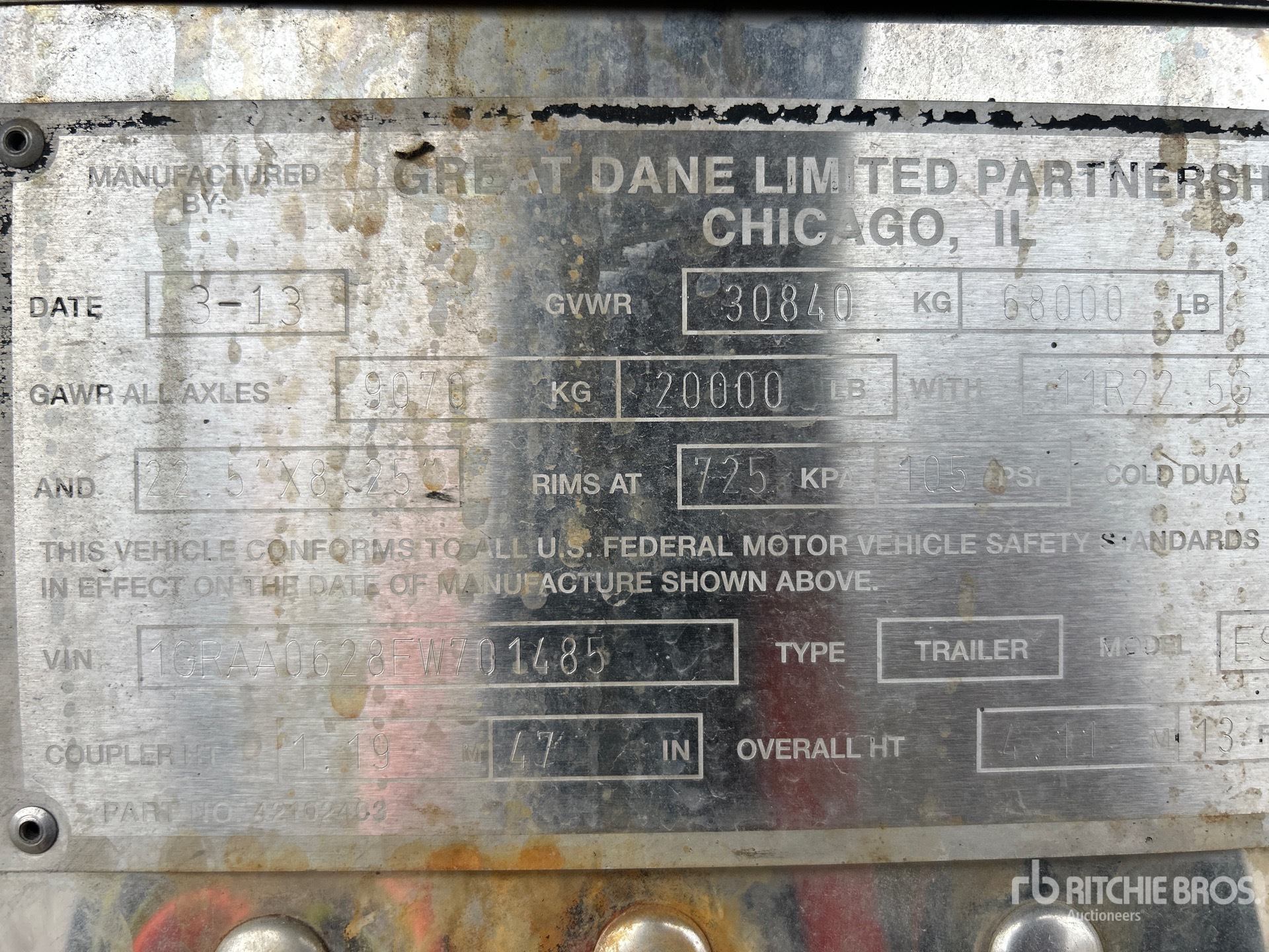 General Appearance with Serial Number / VIN