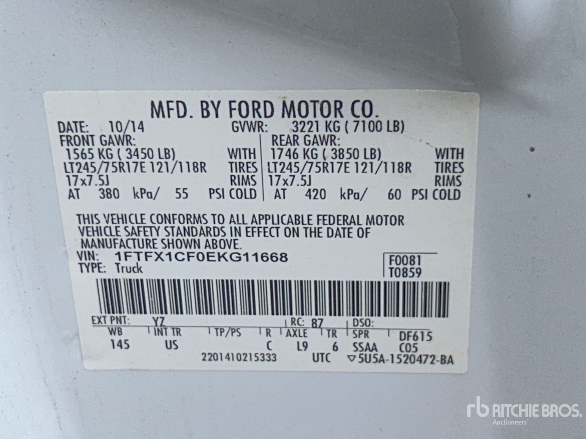 General Appearance with Serial Number / VIN