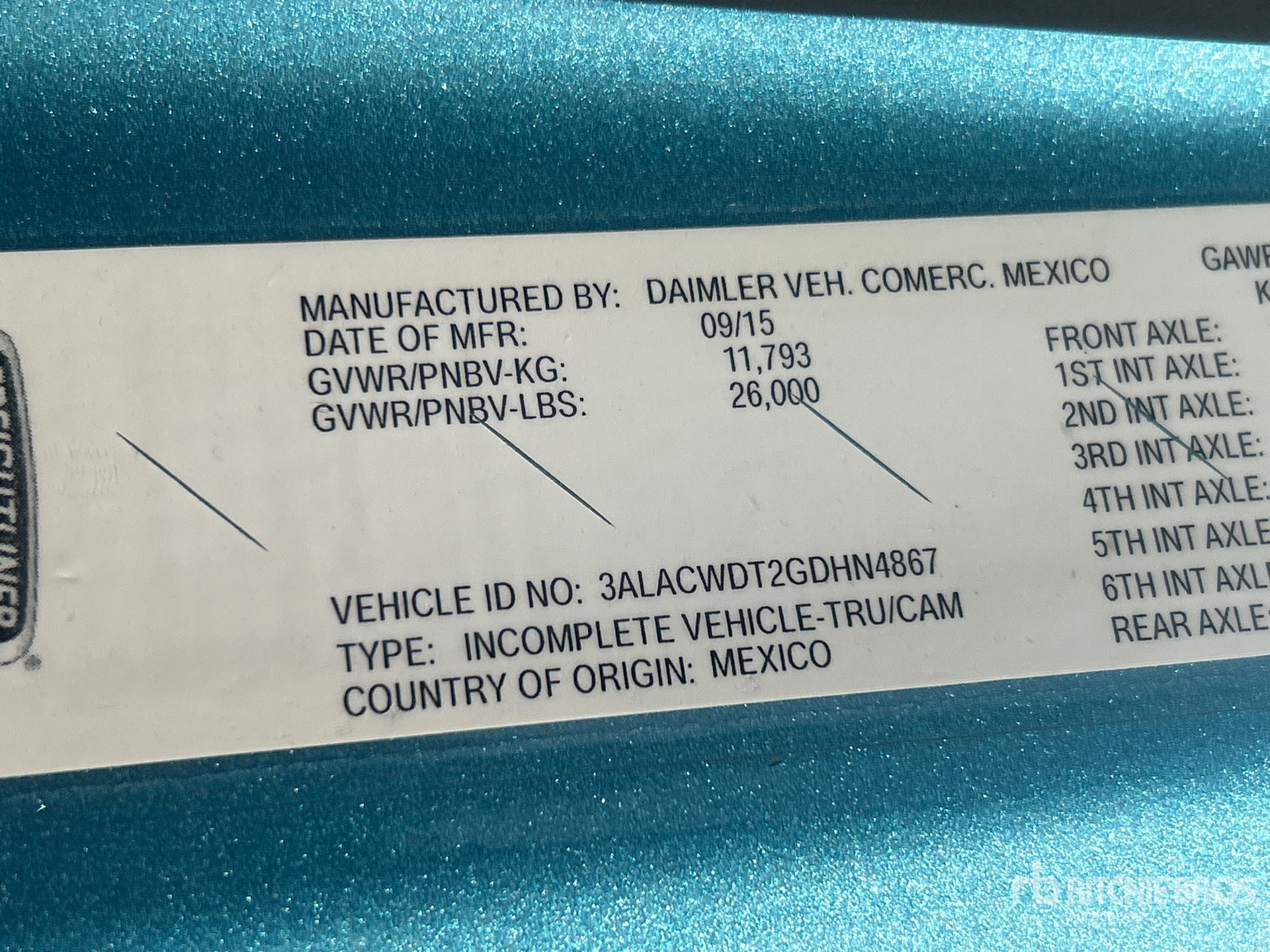 General Appearance with Serial Number / VIN