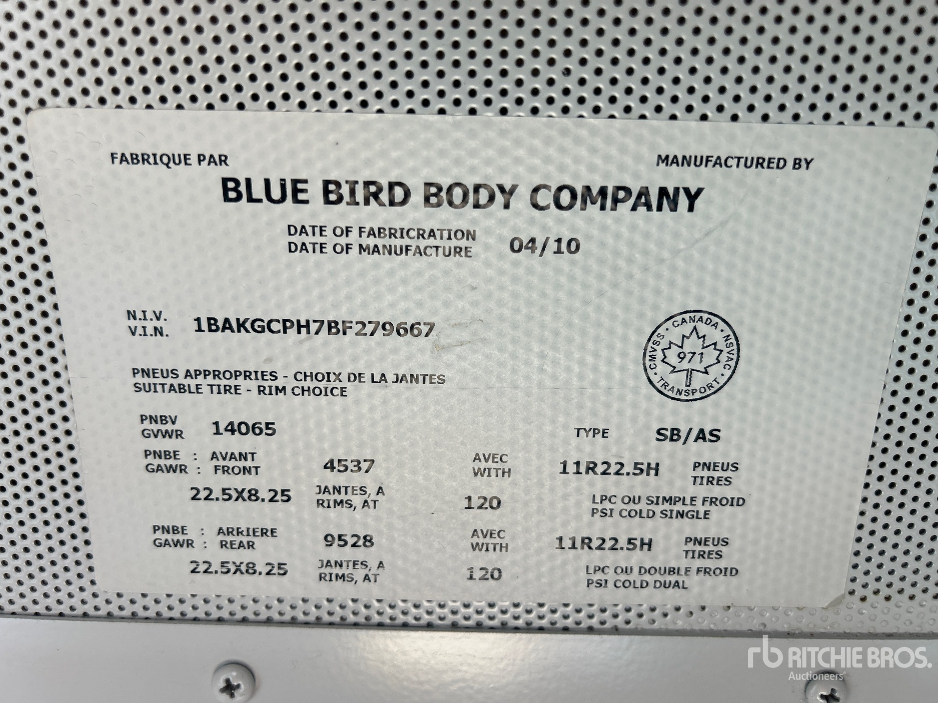 General Appearance with Serial Number / VIN