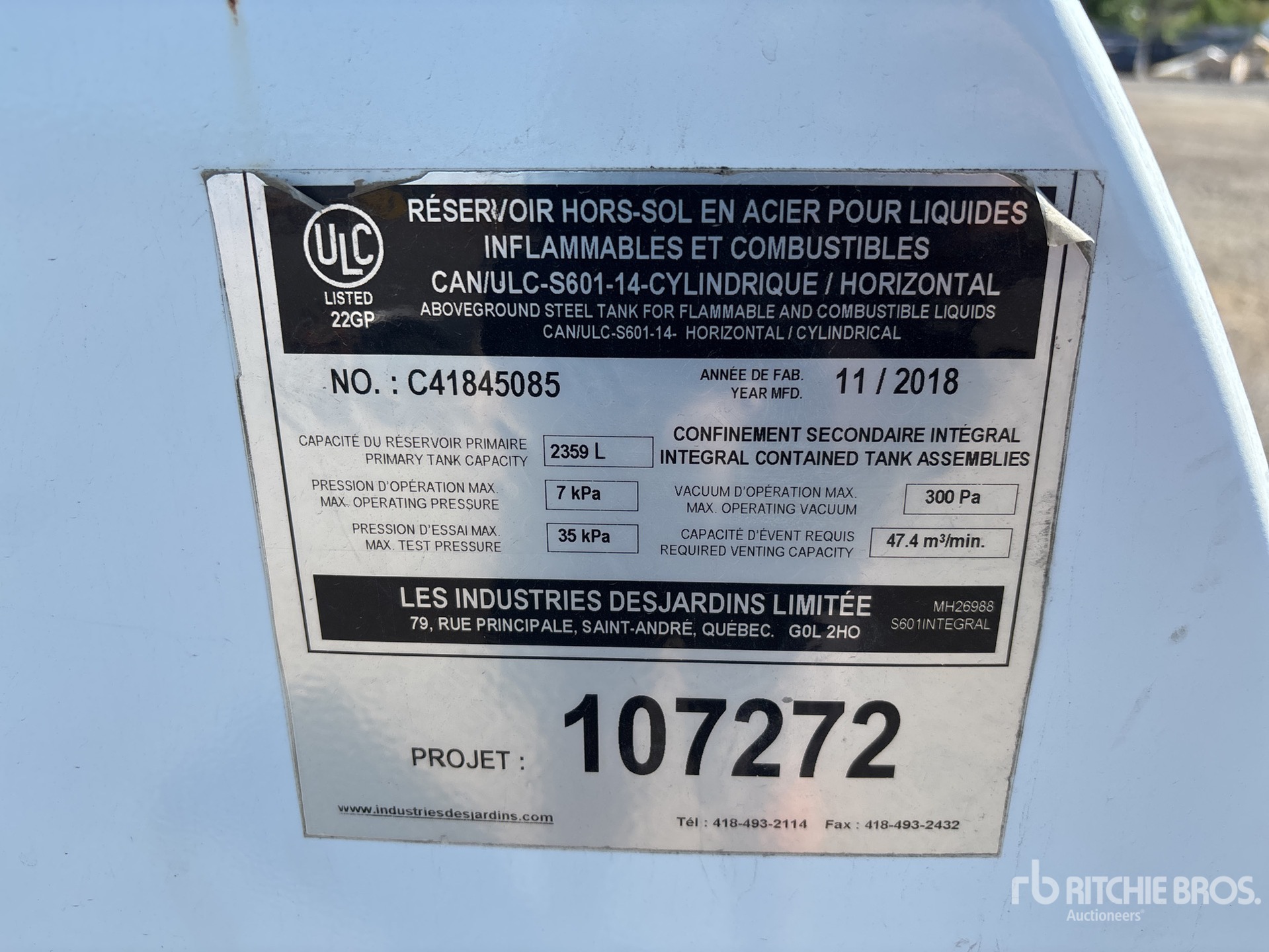 General Appearance with Serial Number / VIN