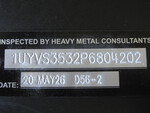 General Appearance with Serial Number / VIN