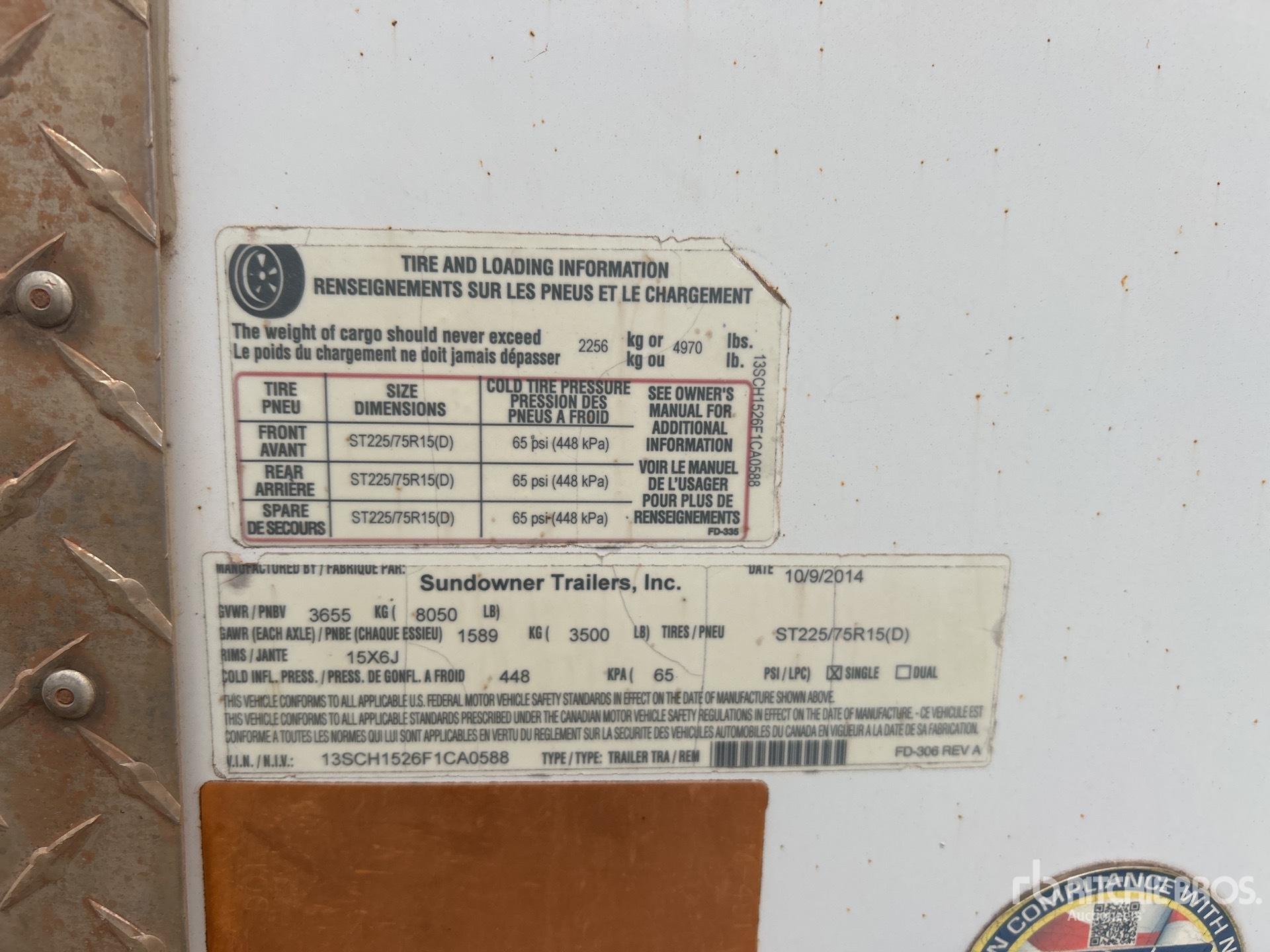 General Appearance with Serial Number / VIN