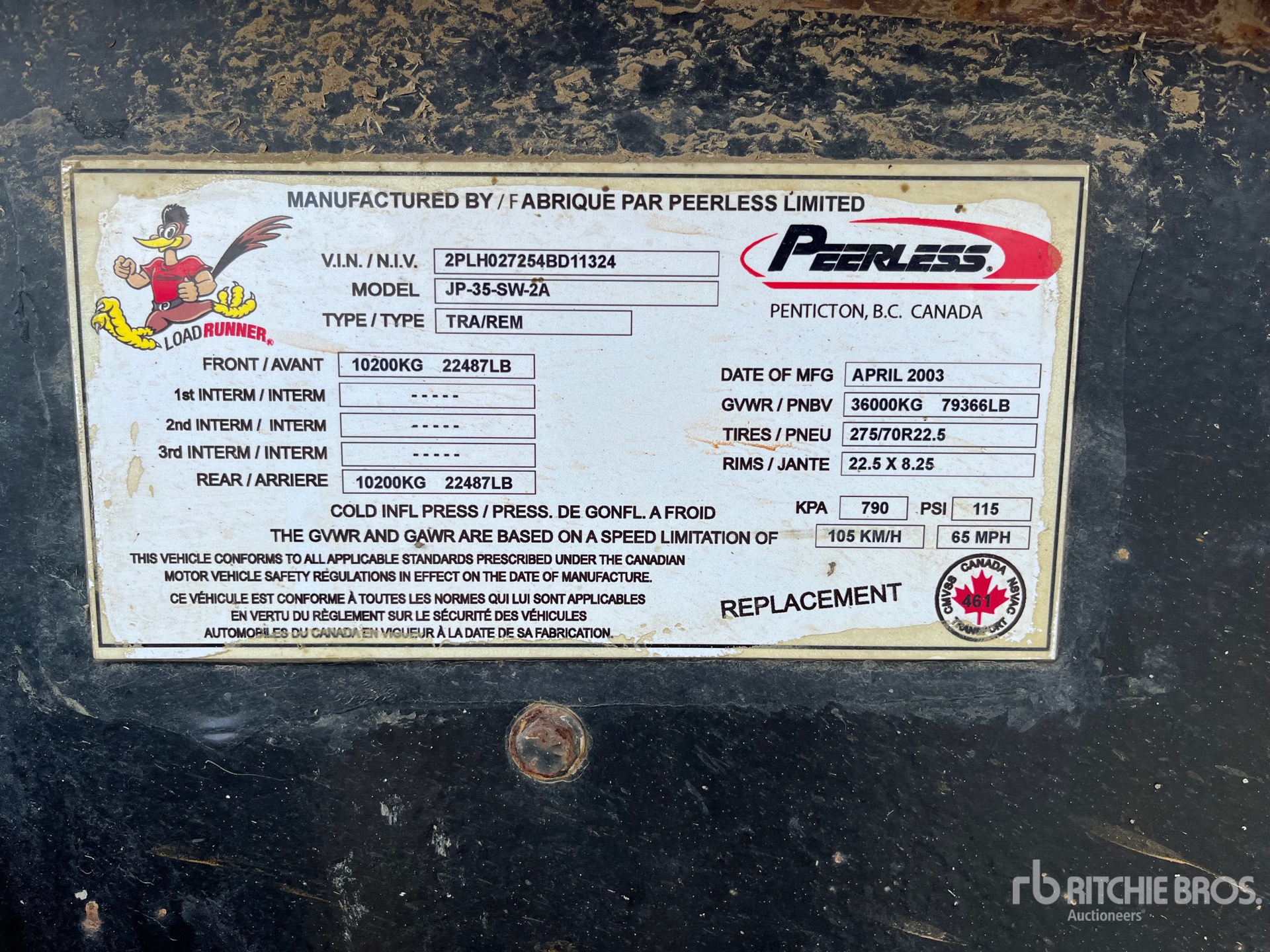 General Appearance with Serial Number / VIN