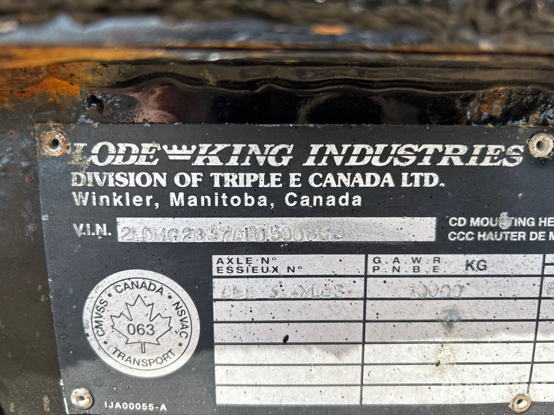 General Appearance with Serial Number / VIN