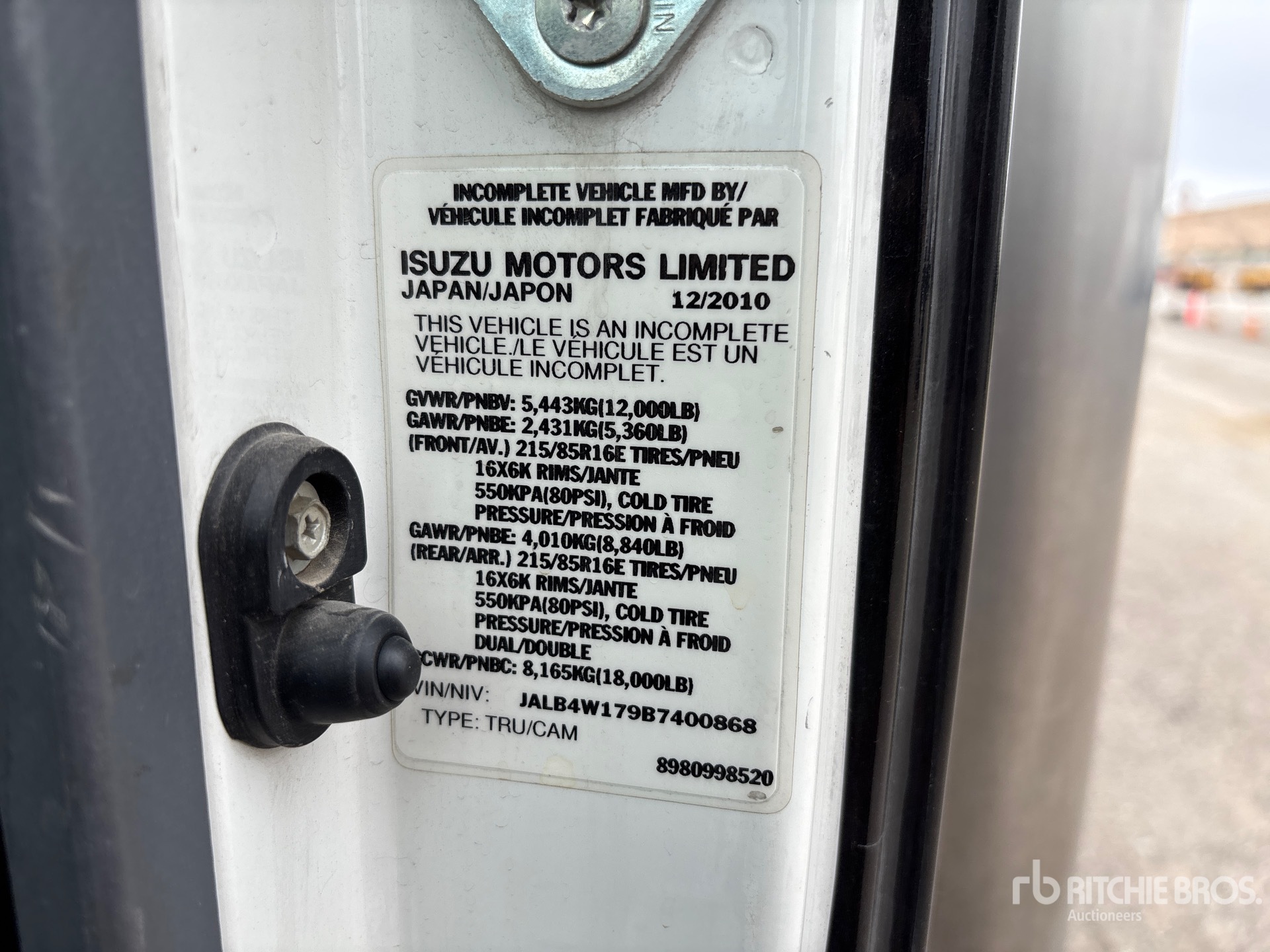 General Appearance with Serial Number / VIN