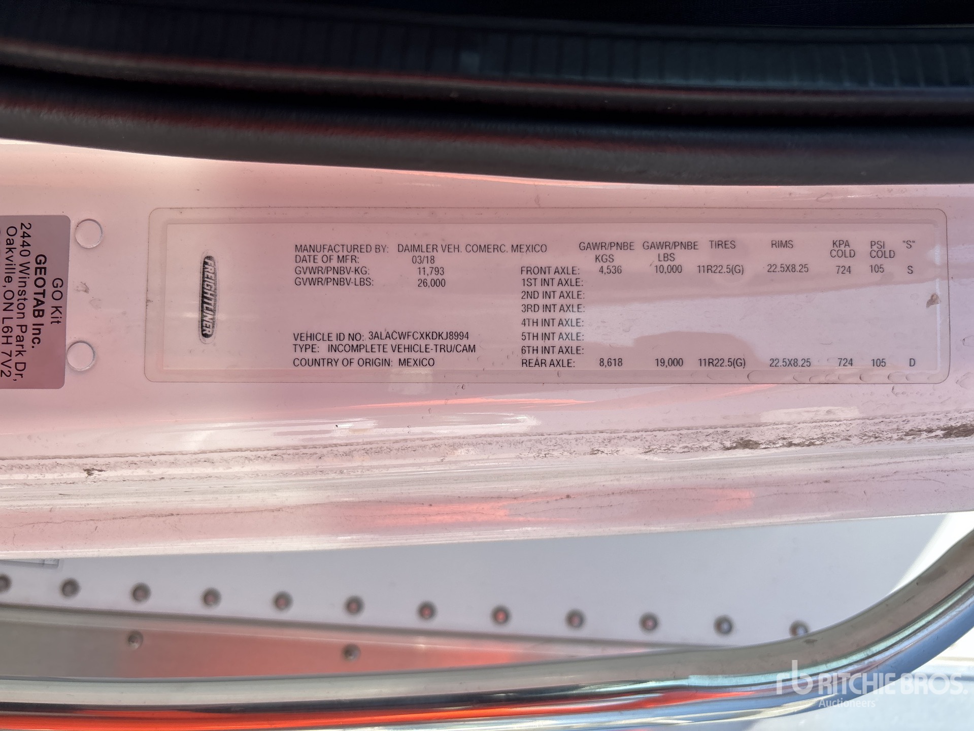 General Appearance with Serial Number / VIN