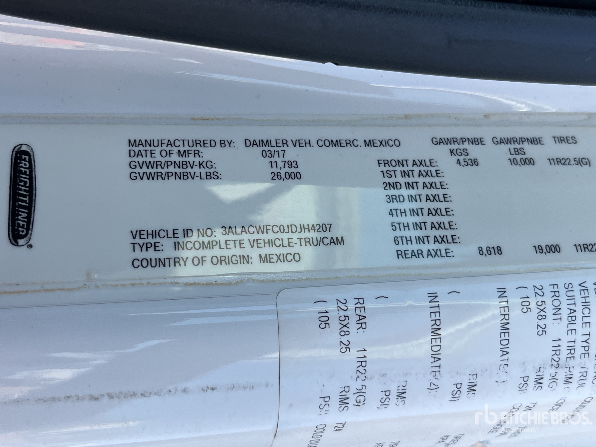 General Appearance with Serial Number / VIN