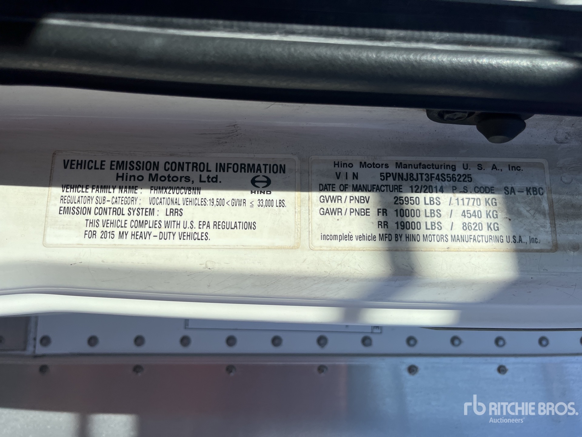 General Appearance with Serial Number / VIN