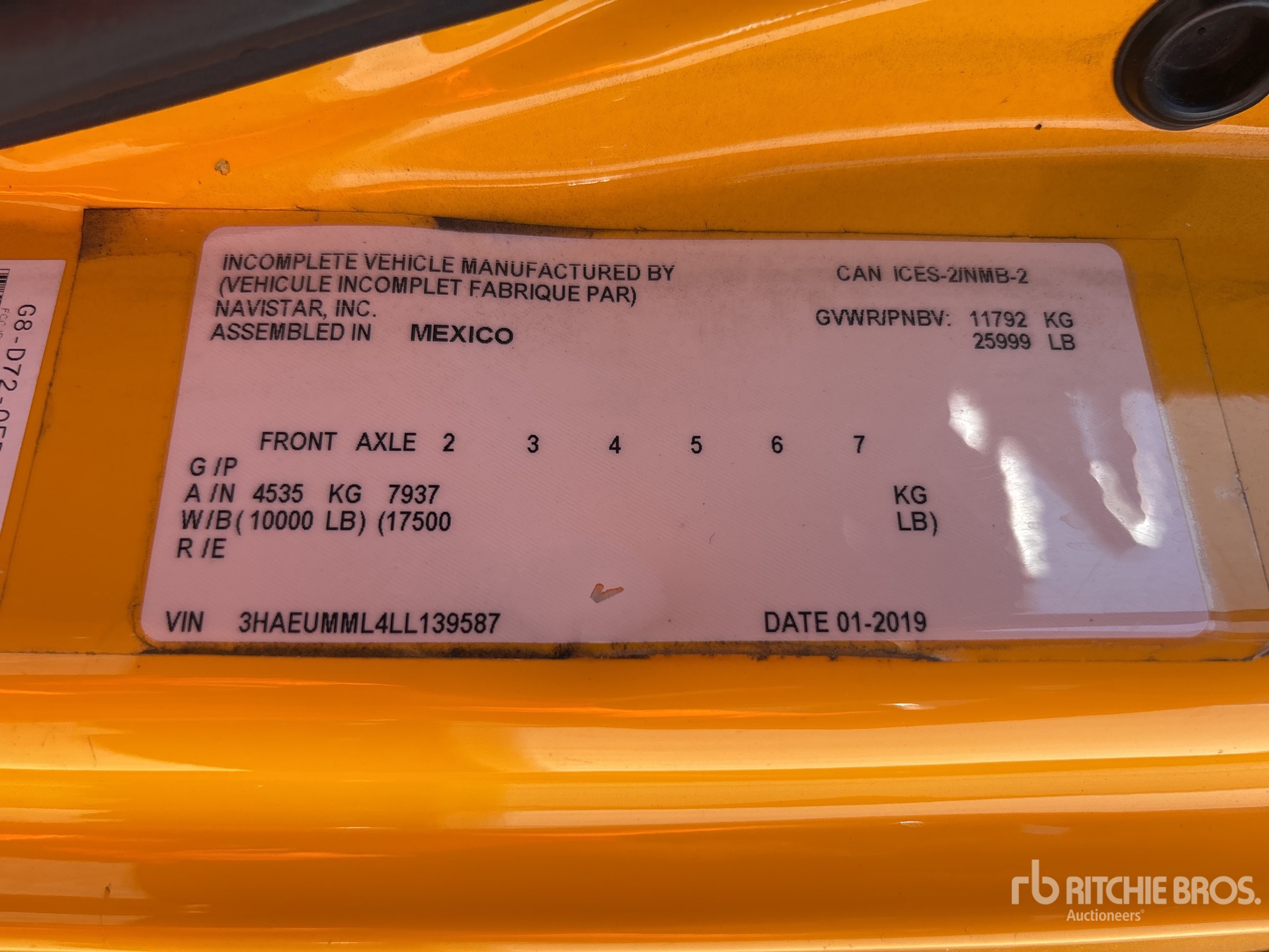 General Appearance with Serial Number / VIN