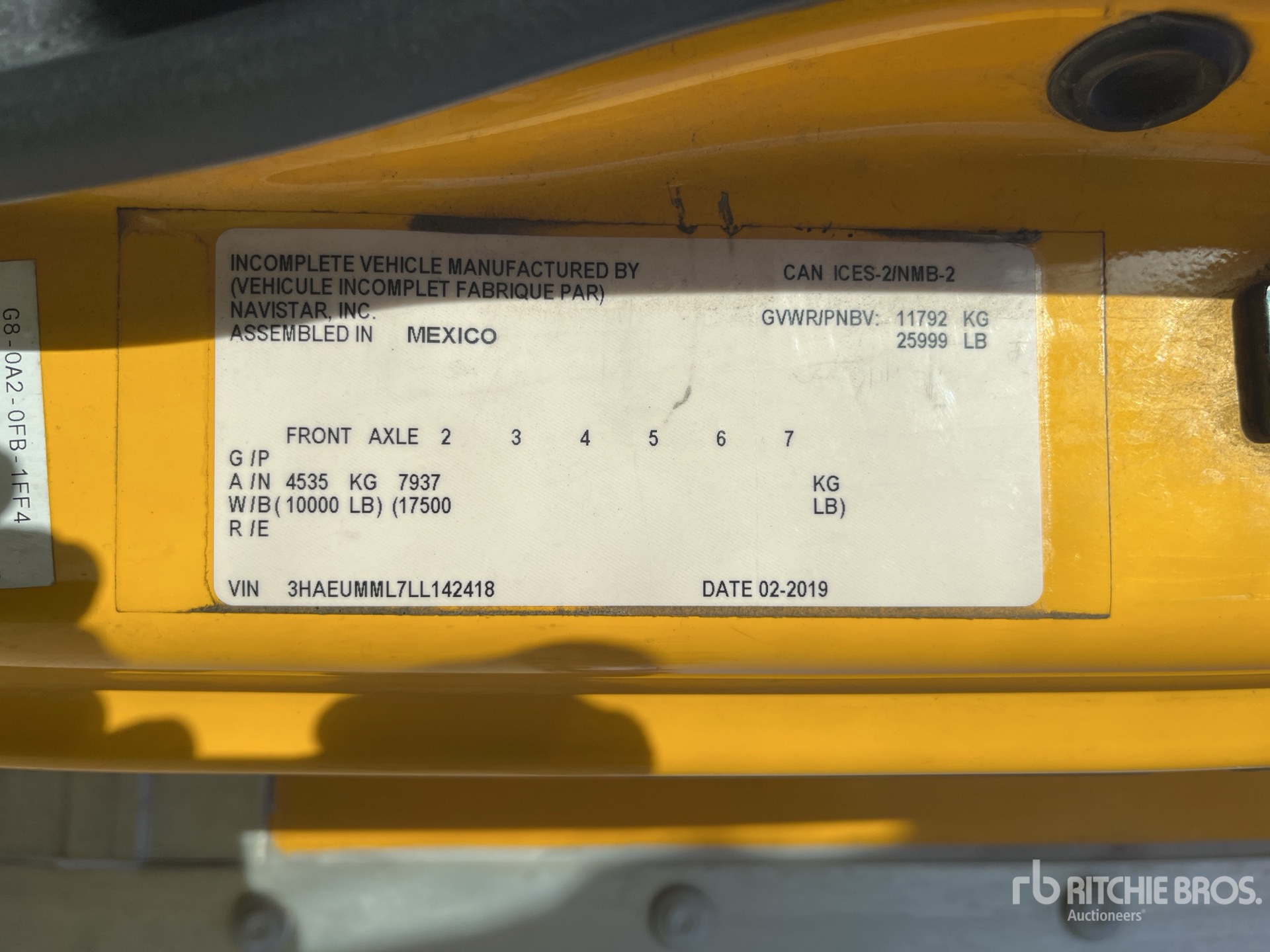General Appearance with Serial Number / VIN