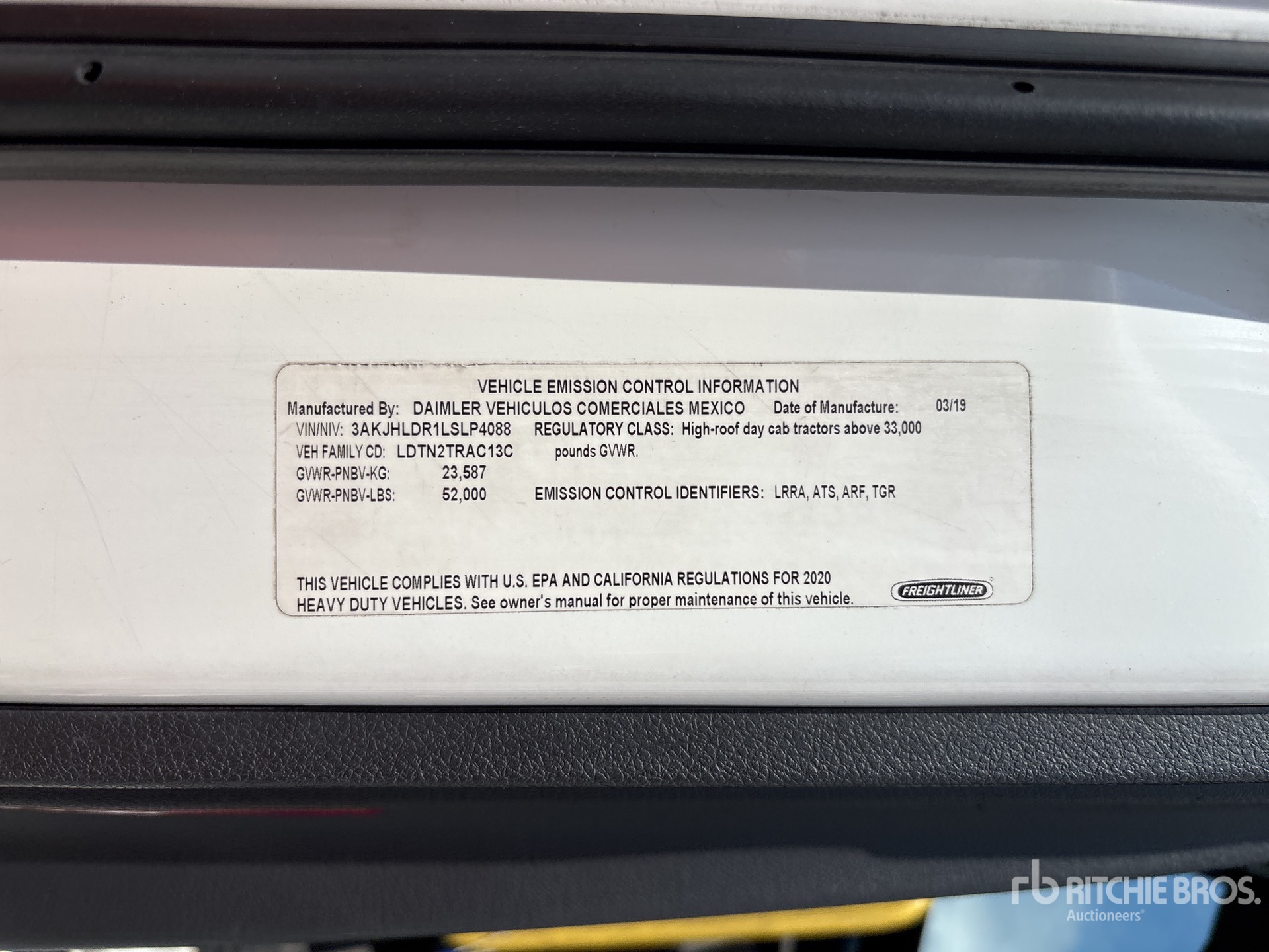 General Appearance with Serial Number / VIN