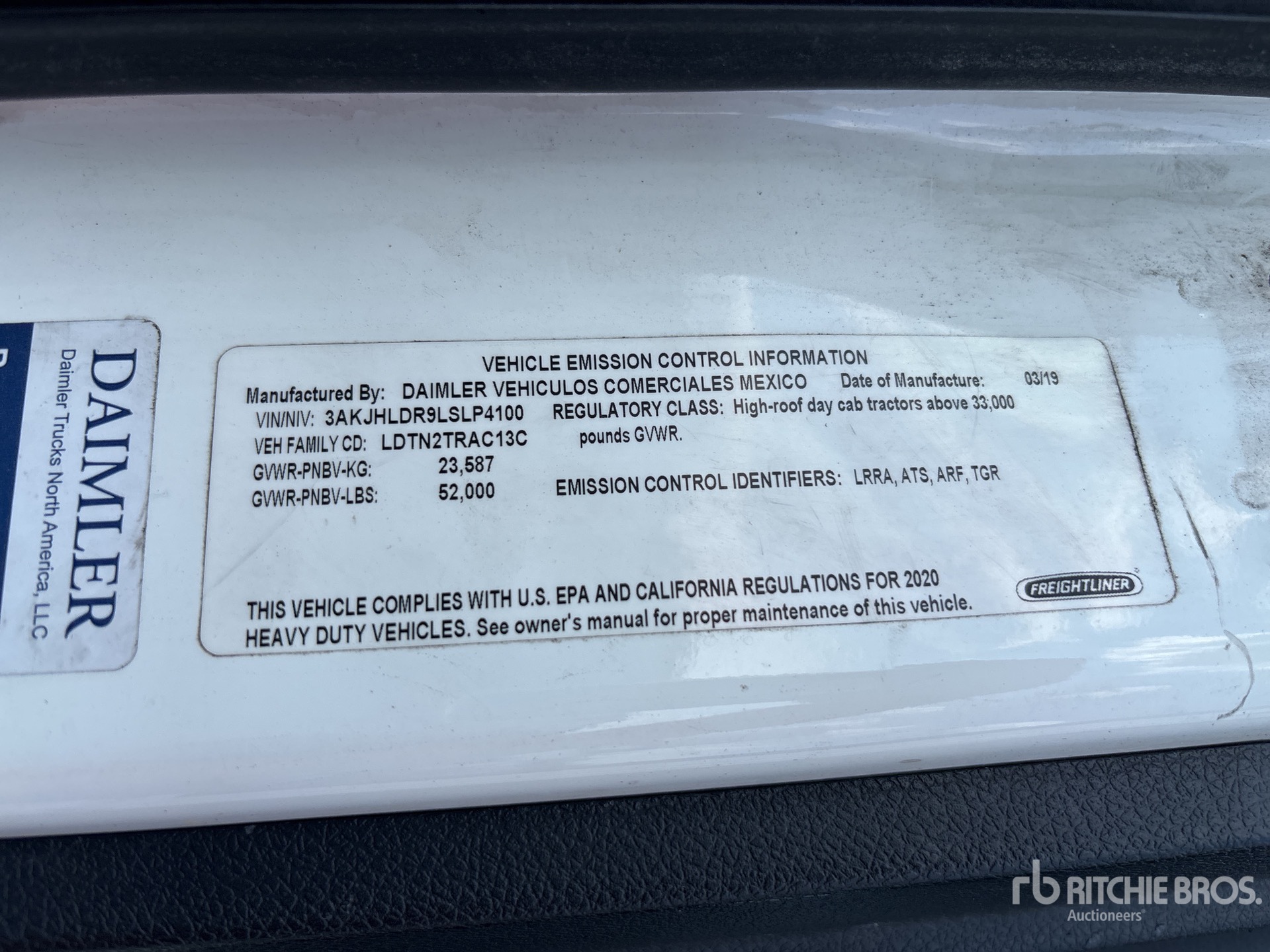 General Appearance with Serial Number / VIN