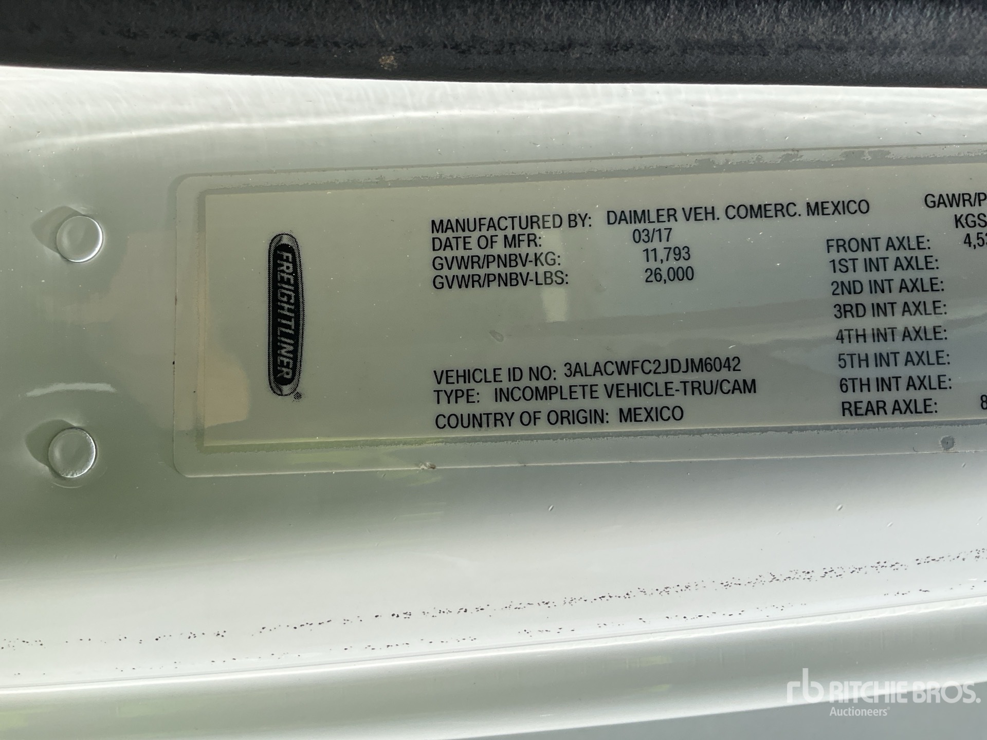 General Appearance with Serial Number / VIN