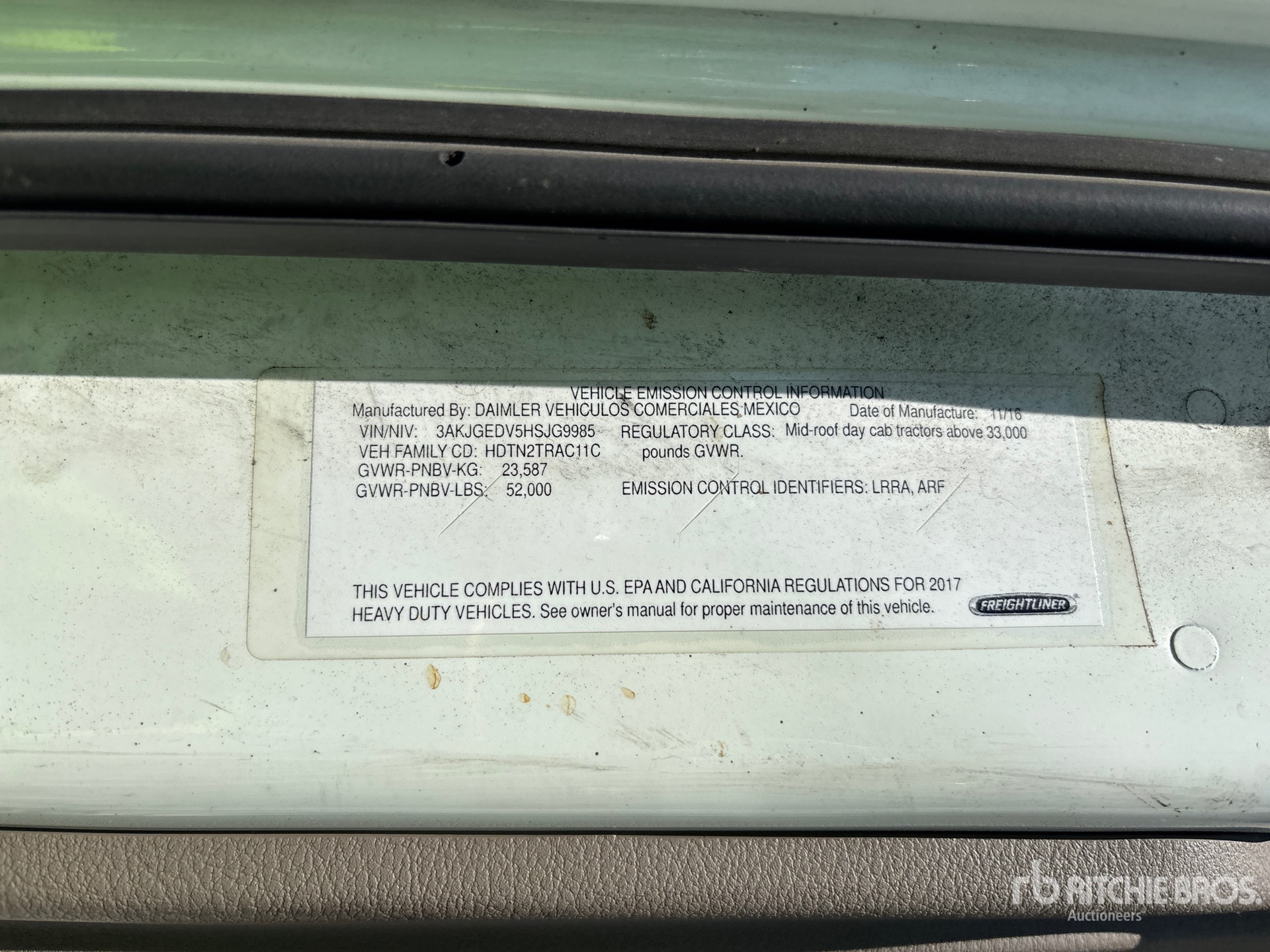 General Appearance with Serial Number / VIN