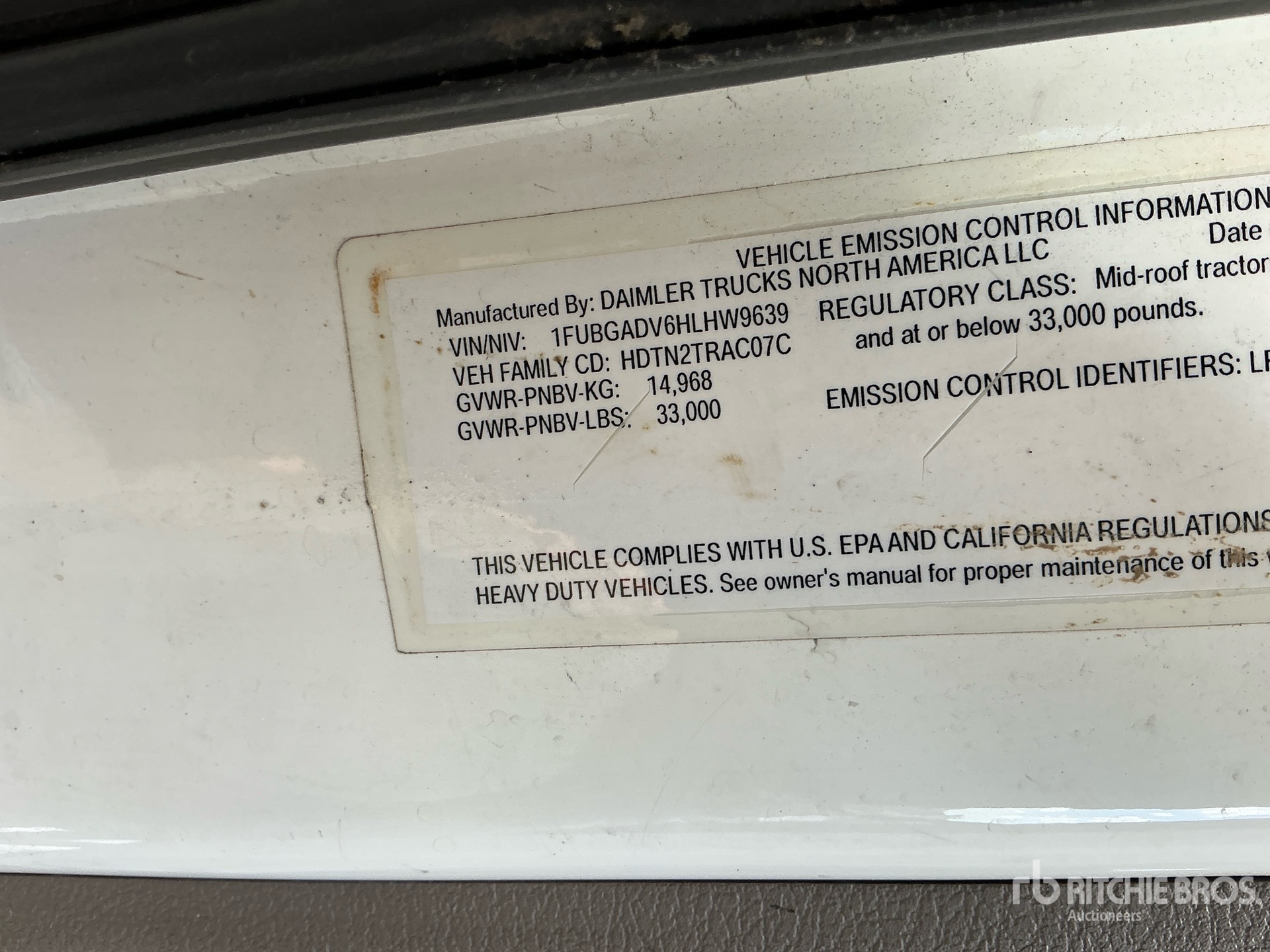 General Appearance with Serial Number / VIN