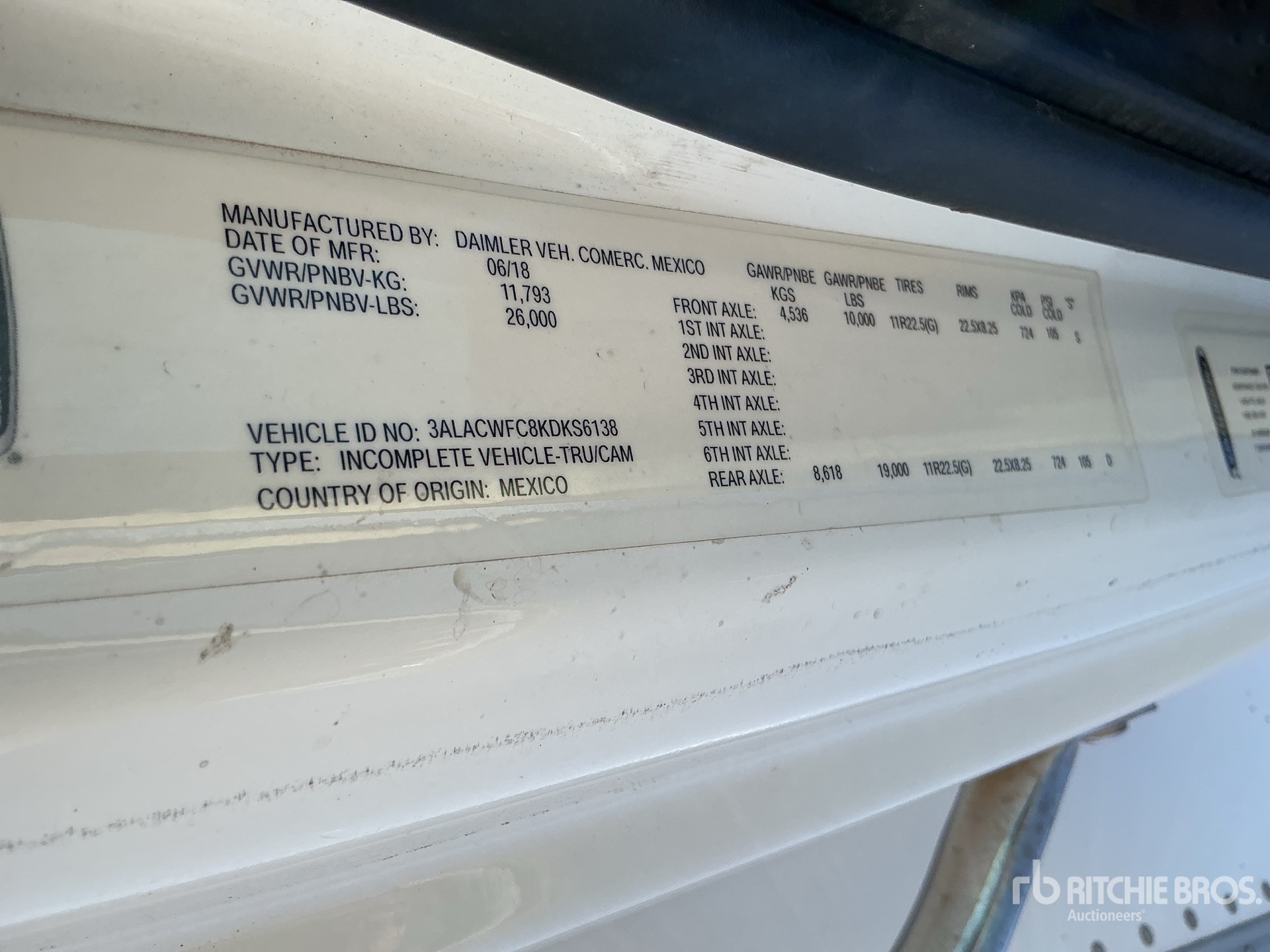 General Appearance with Serial Number / VIN