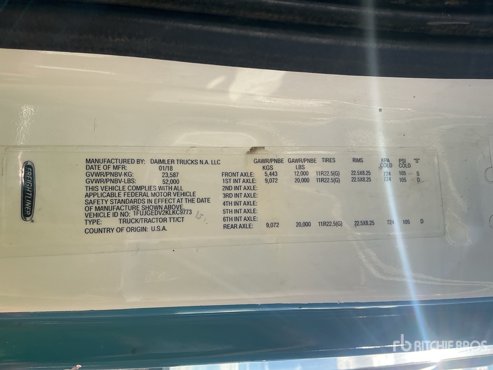 General Appearance with Serial Number / VIN