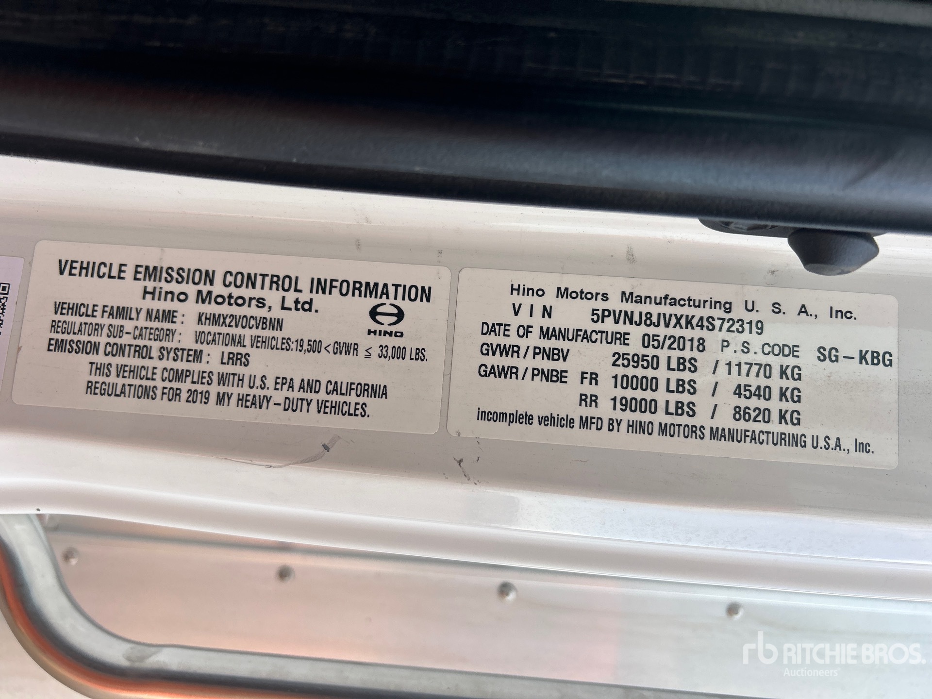 General Appearance with Serial Number / VIN
