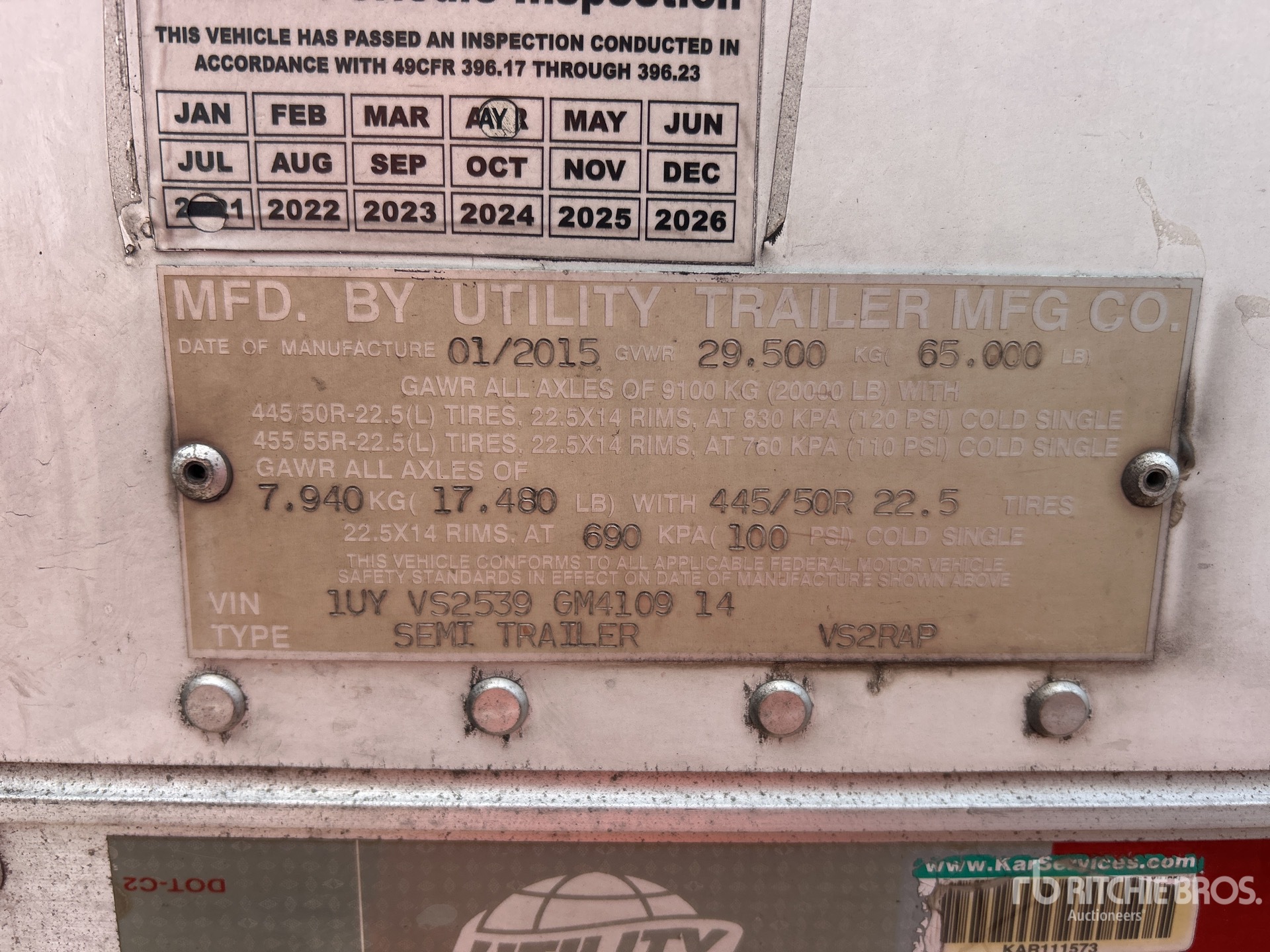General Appearance with Serial Number / VIN